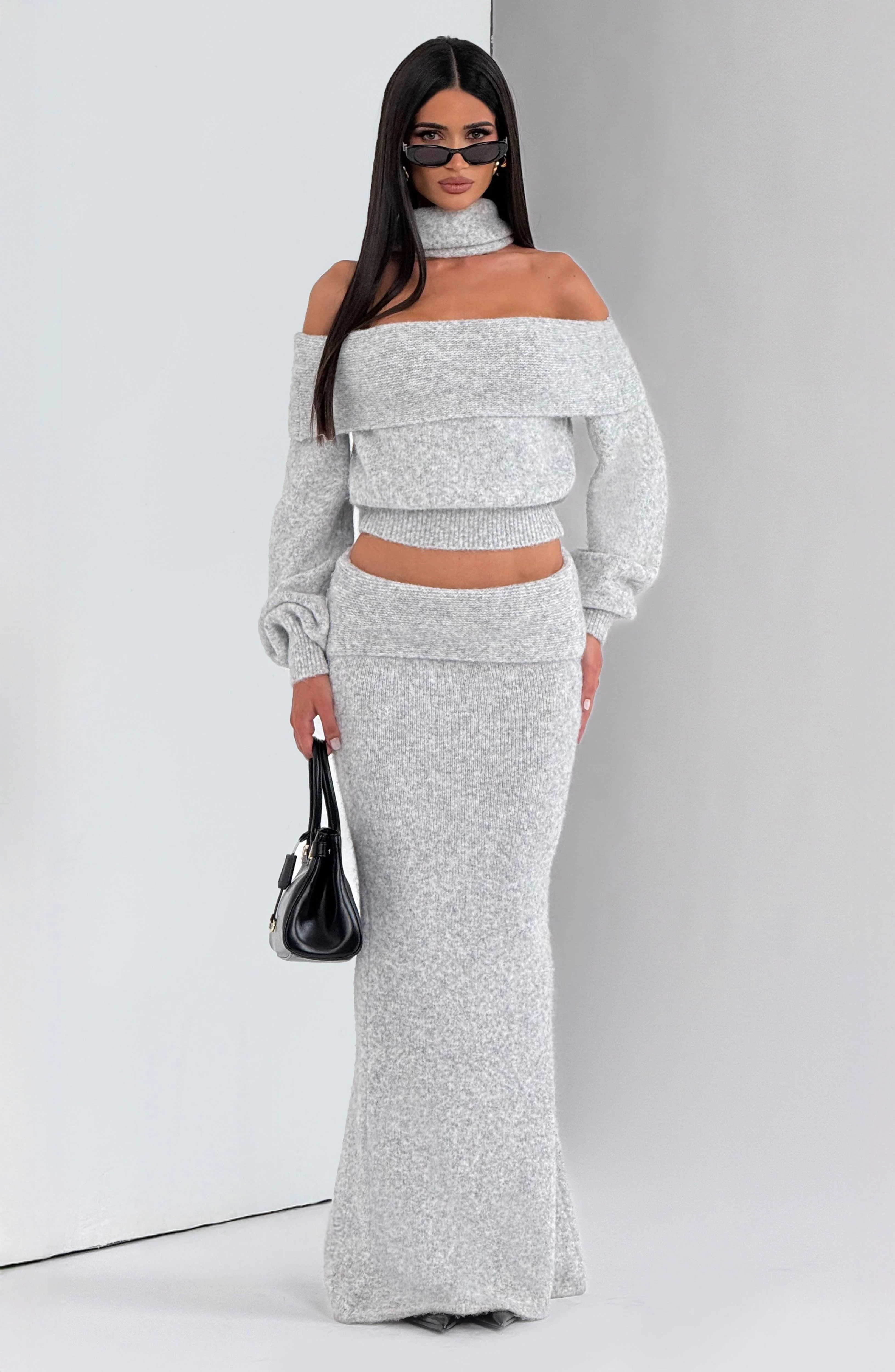 Andie Maxi Skirt - Light Grey Marl - Image 7