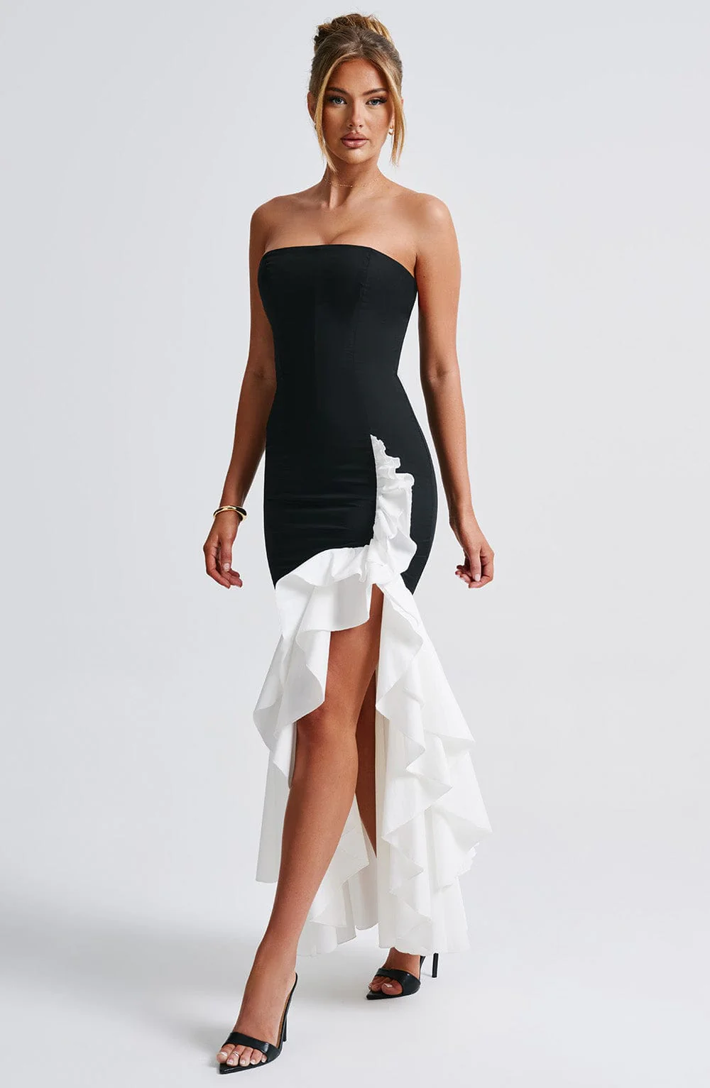 Angelina Maxi Dress - Black/White - Image 8
