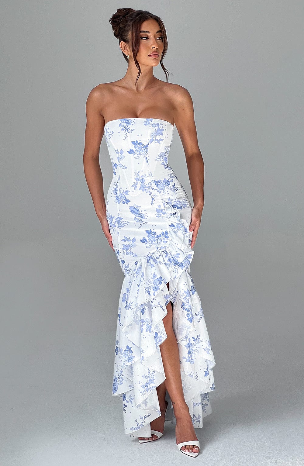Angelina Maxi Dress - Blue Floral Print - Image 7