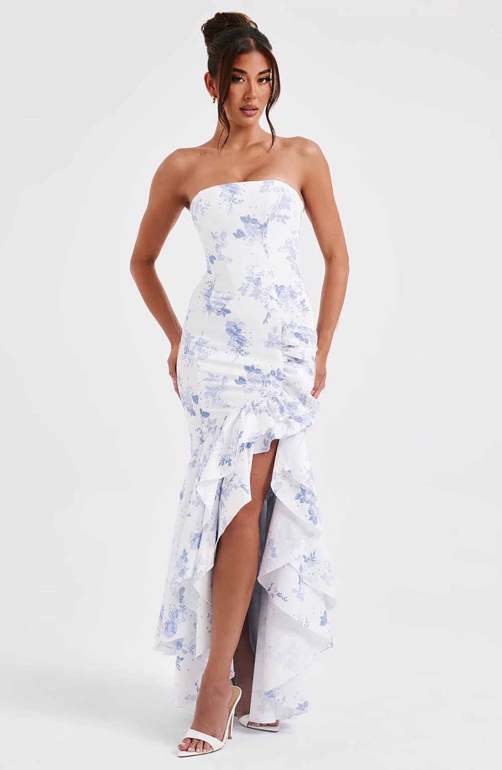 Angelina Maxi Dress - Blue Floral Print - Image 8