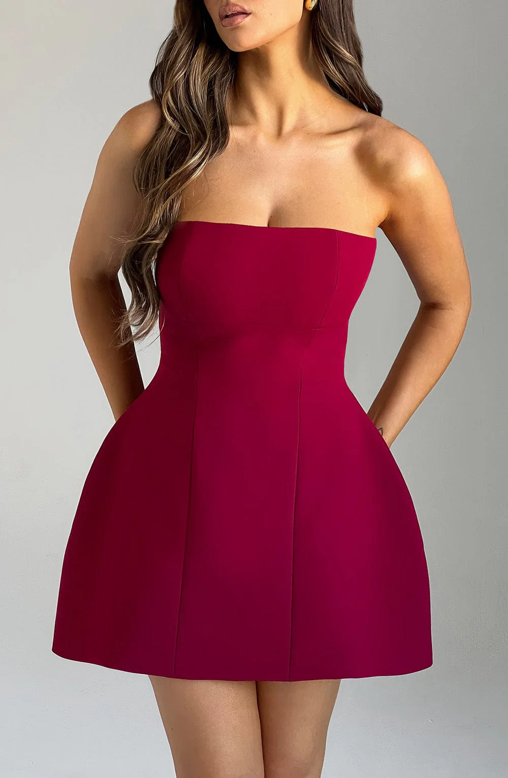 Asha Mini Dress - Wine - Image 9