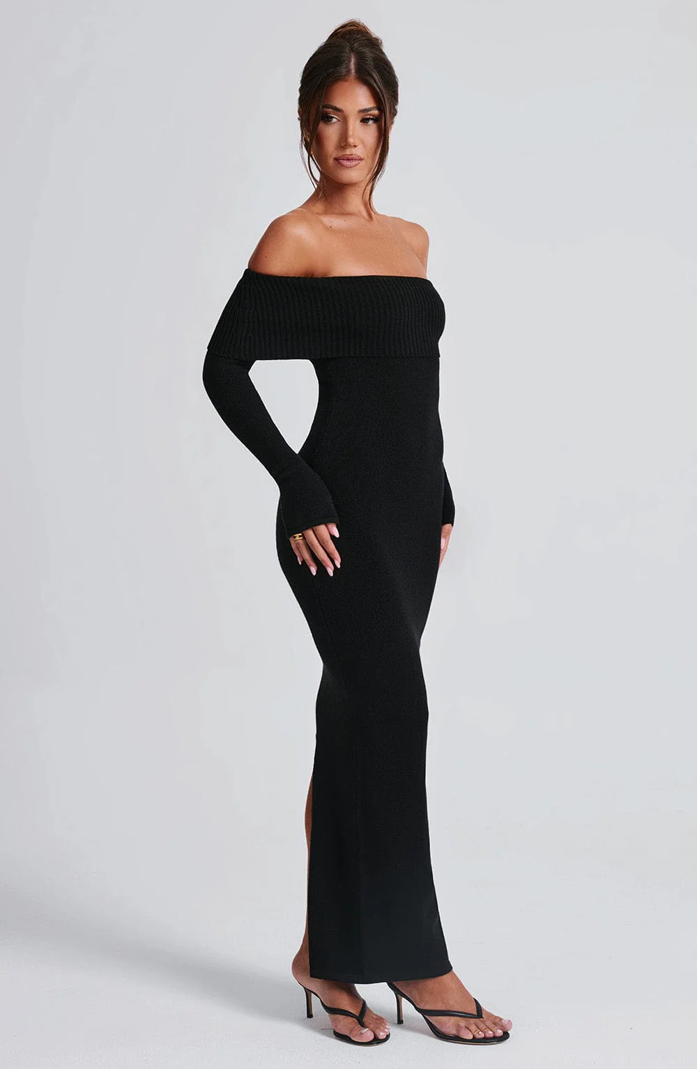 Beverley Knit Maxi Dress - Black - Image 11
