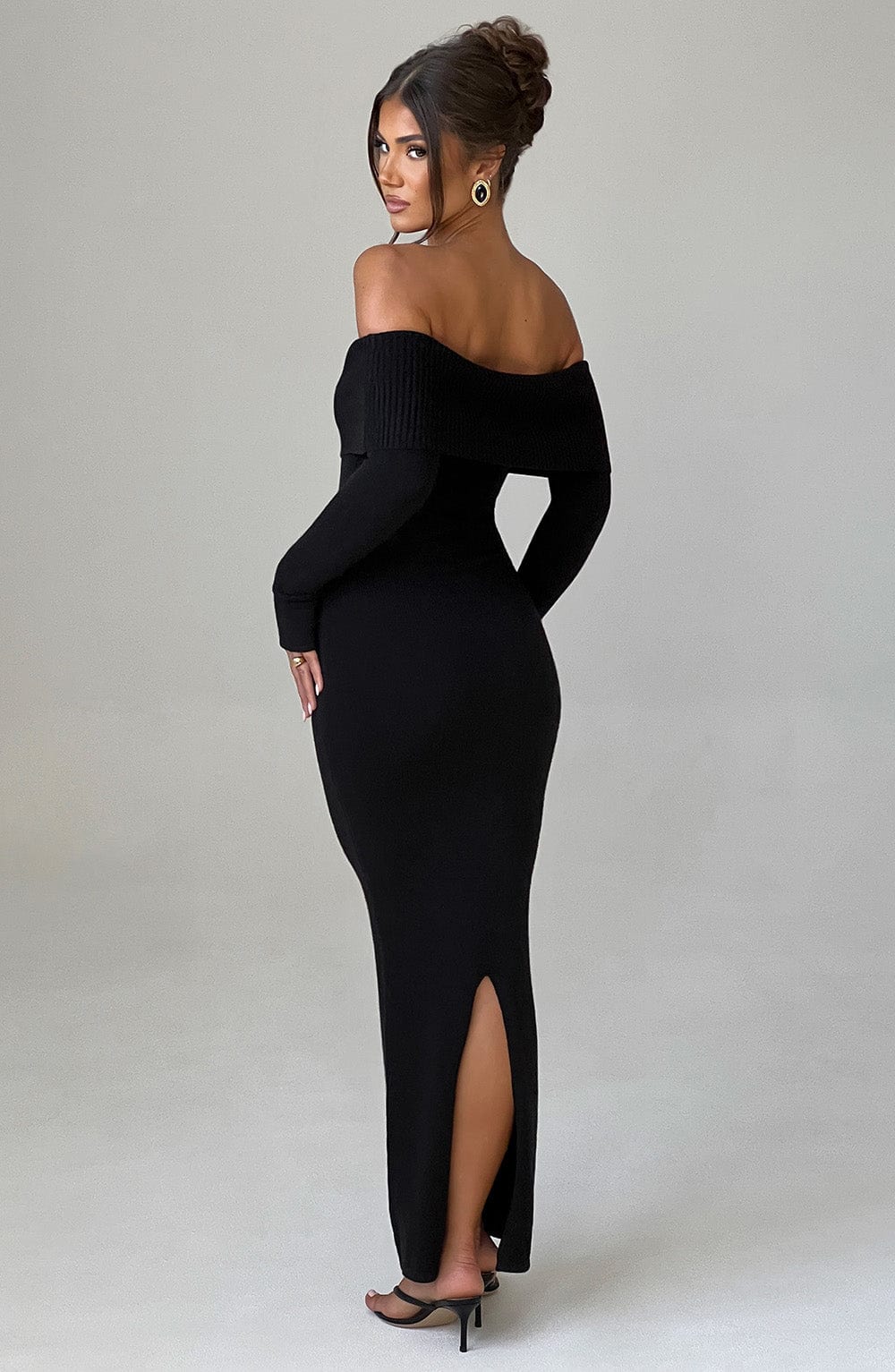 Beverley Knit Maxi Dress - Black - Image 3