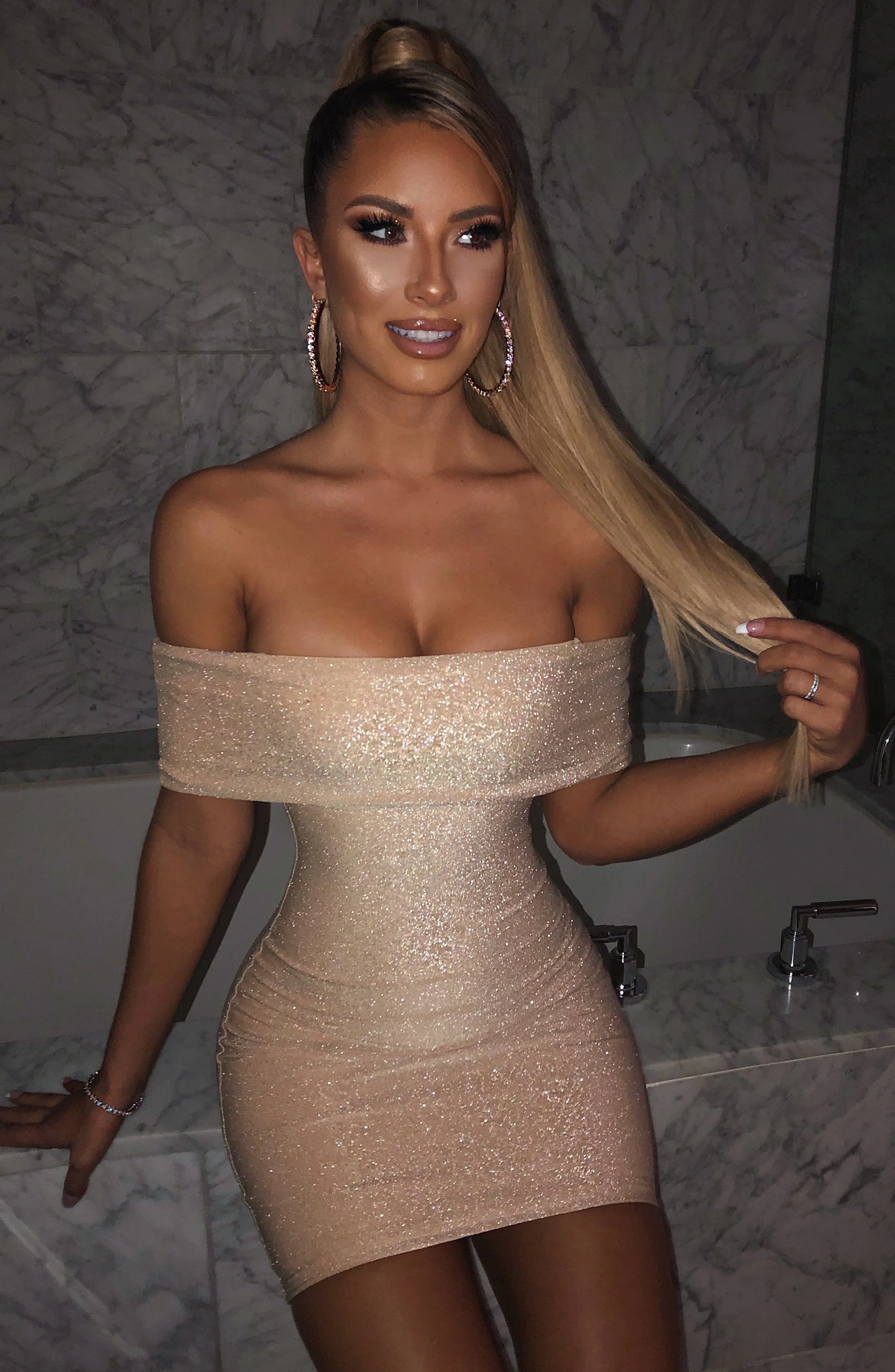 Brittney Mini Dress - Gold Sparkle - Image 3