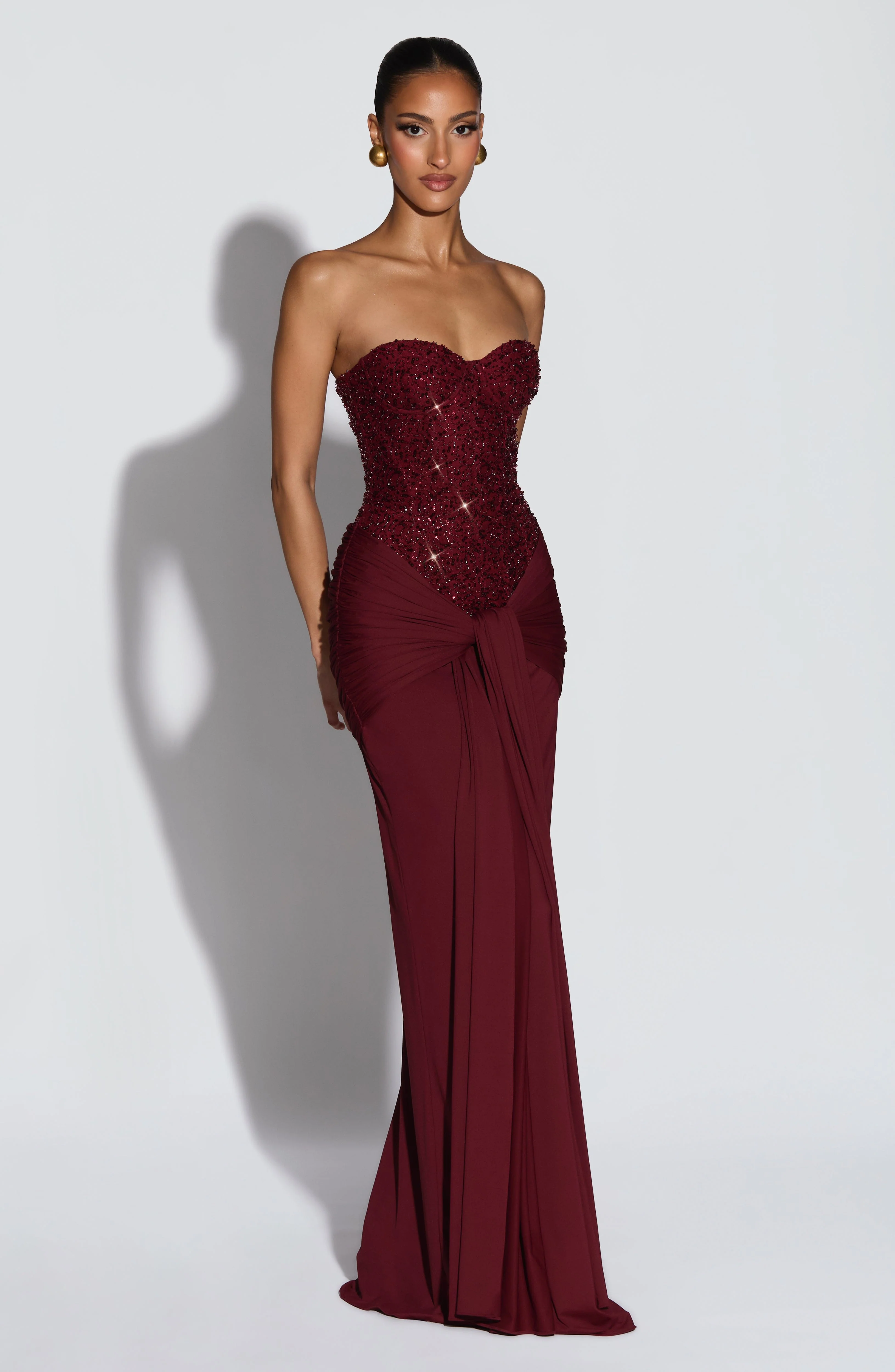 Carina Maxi Dress - Burgundy - Image 3