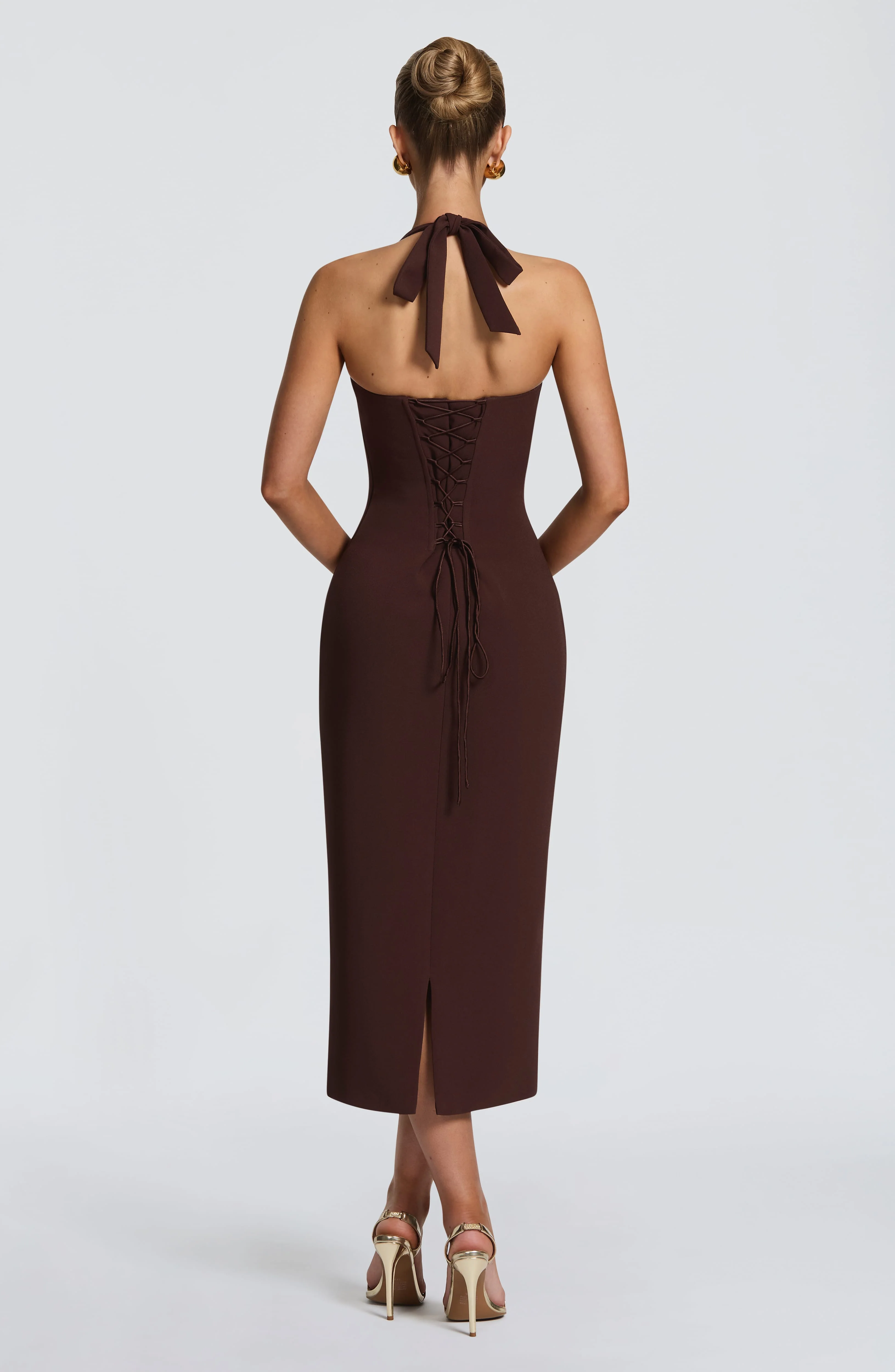 Cassia Midi Dress - Plum Brown - Image 2