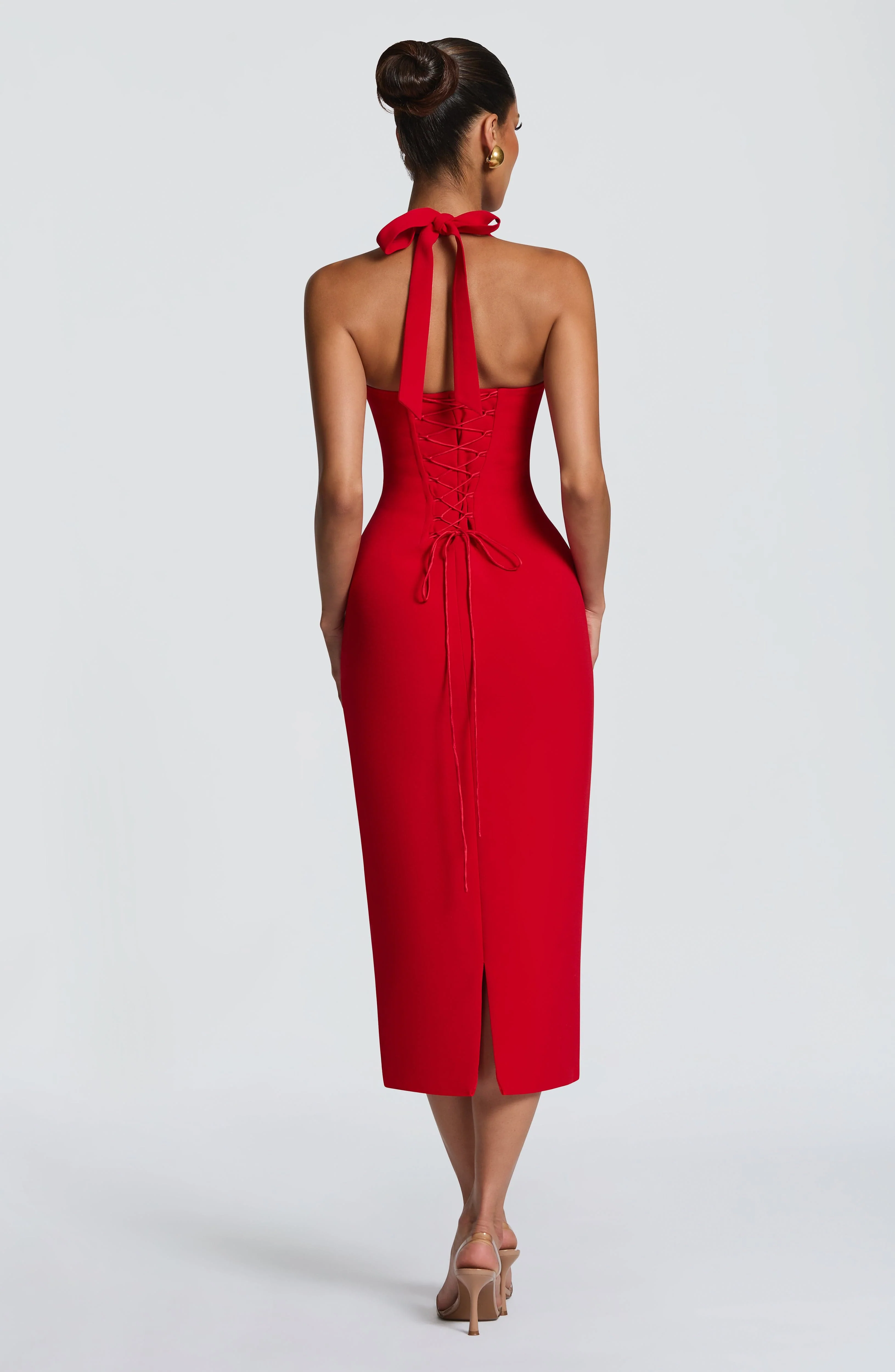 Cassia Midi Dress - Red - Image 2