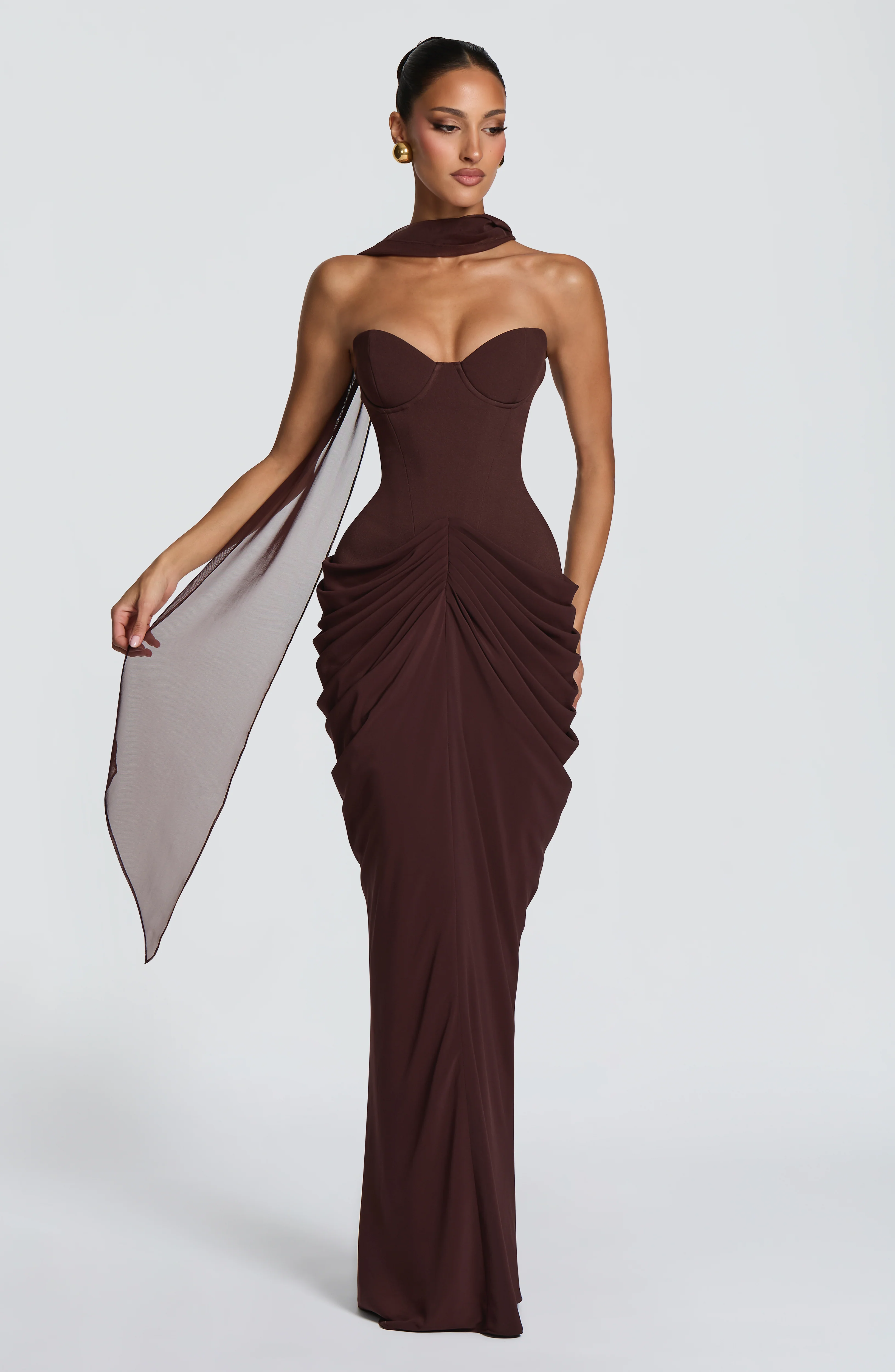 Chiara Maxi Dress - Plum Brown