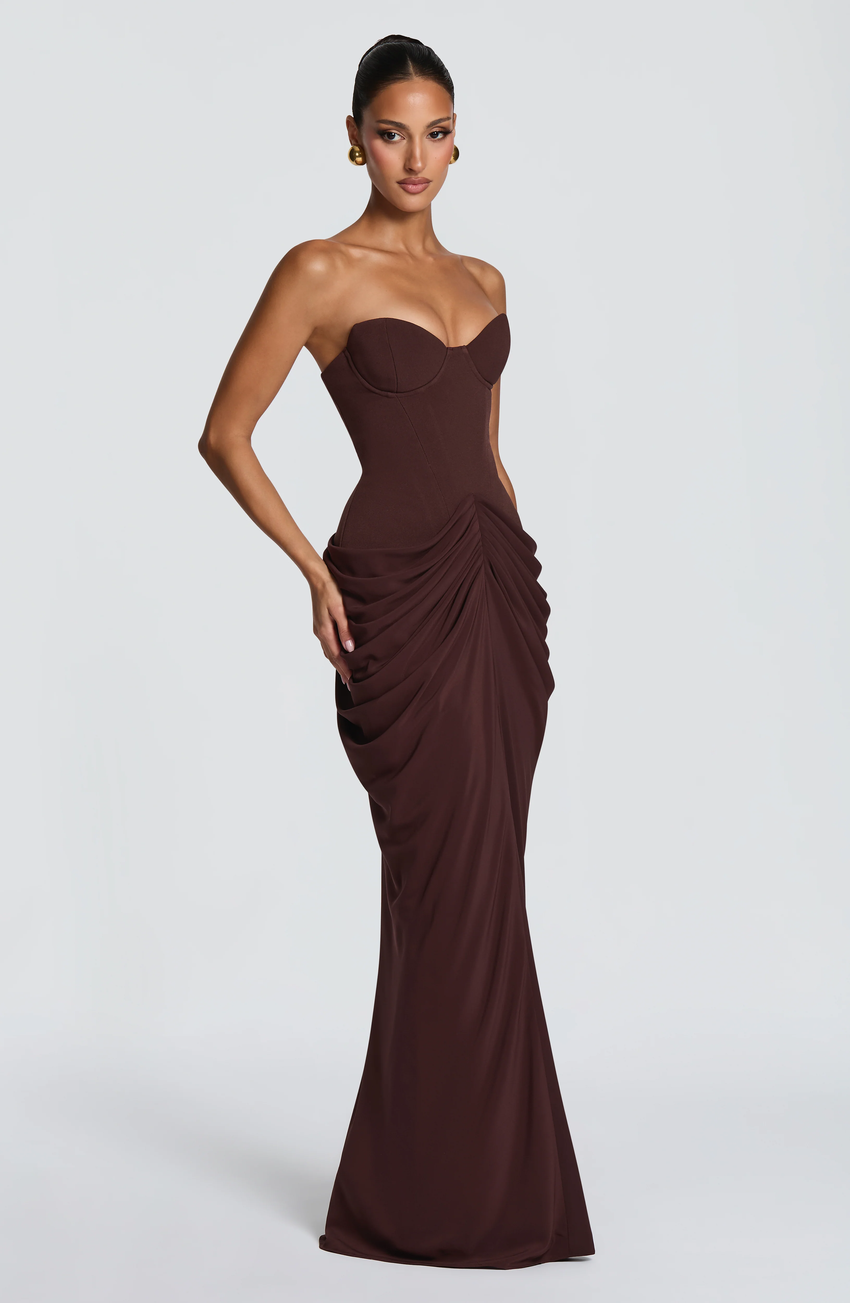 Chiara Maxi Dress - Plum Brown - Image 5