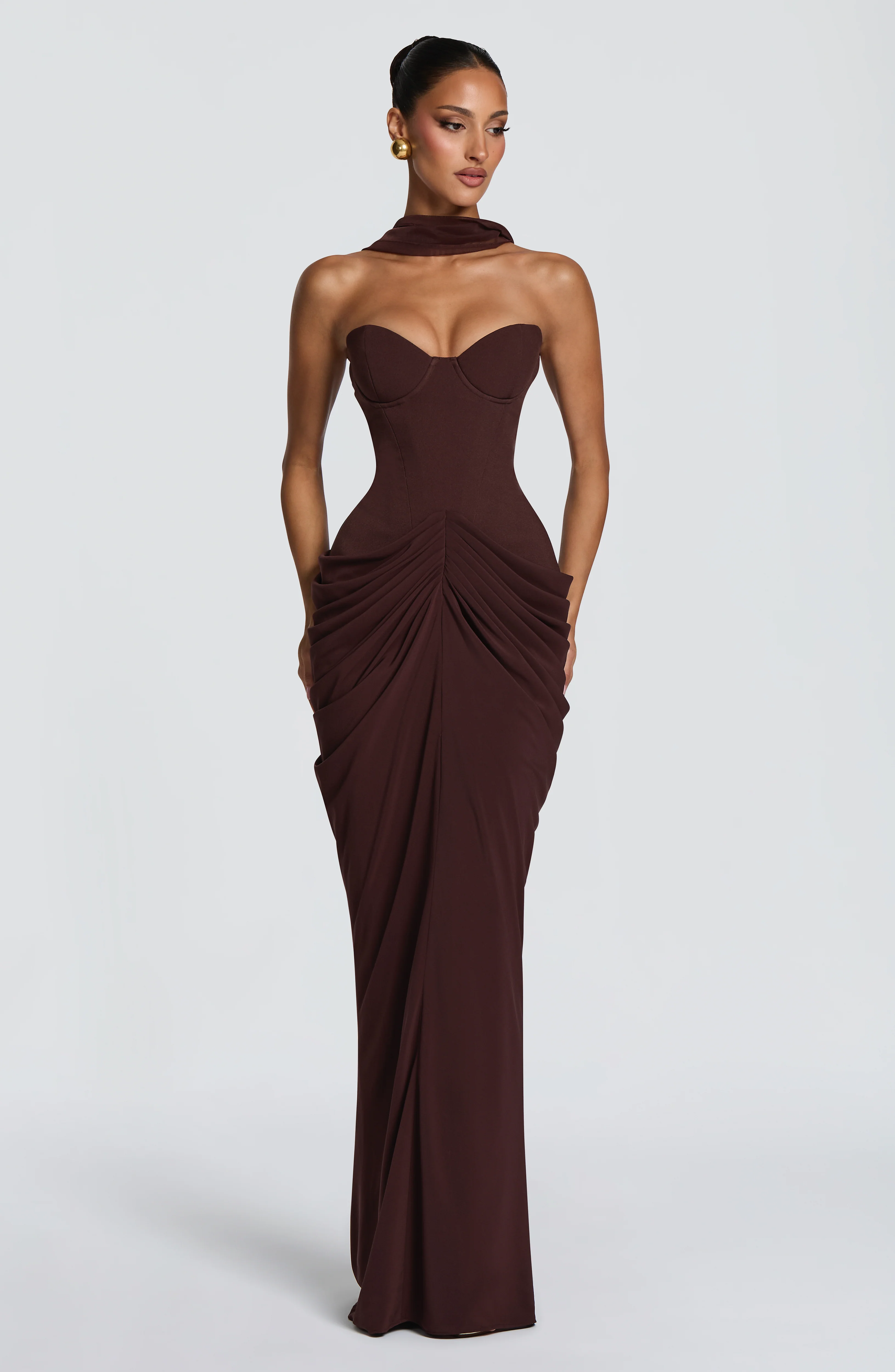 Chiara Maxi Dress - Plum Brown - Image 8
