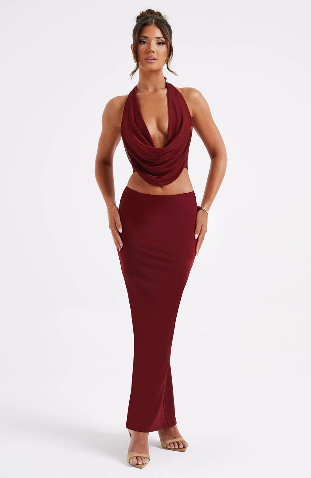 Chrishelle Maxi Skirt - Burgundy - Image 7