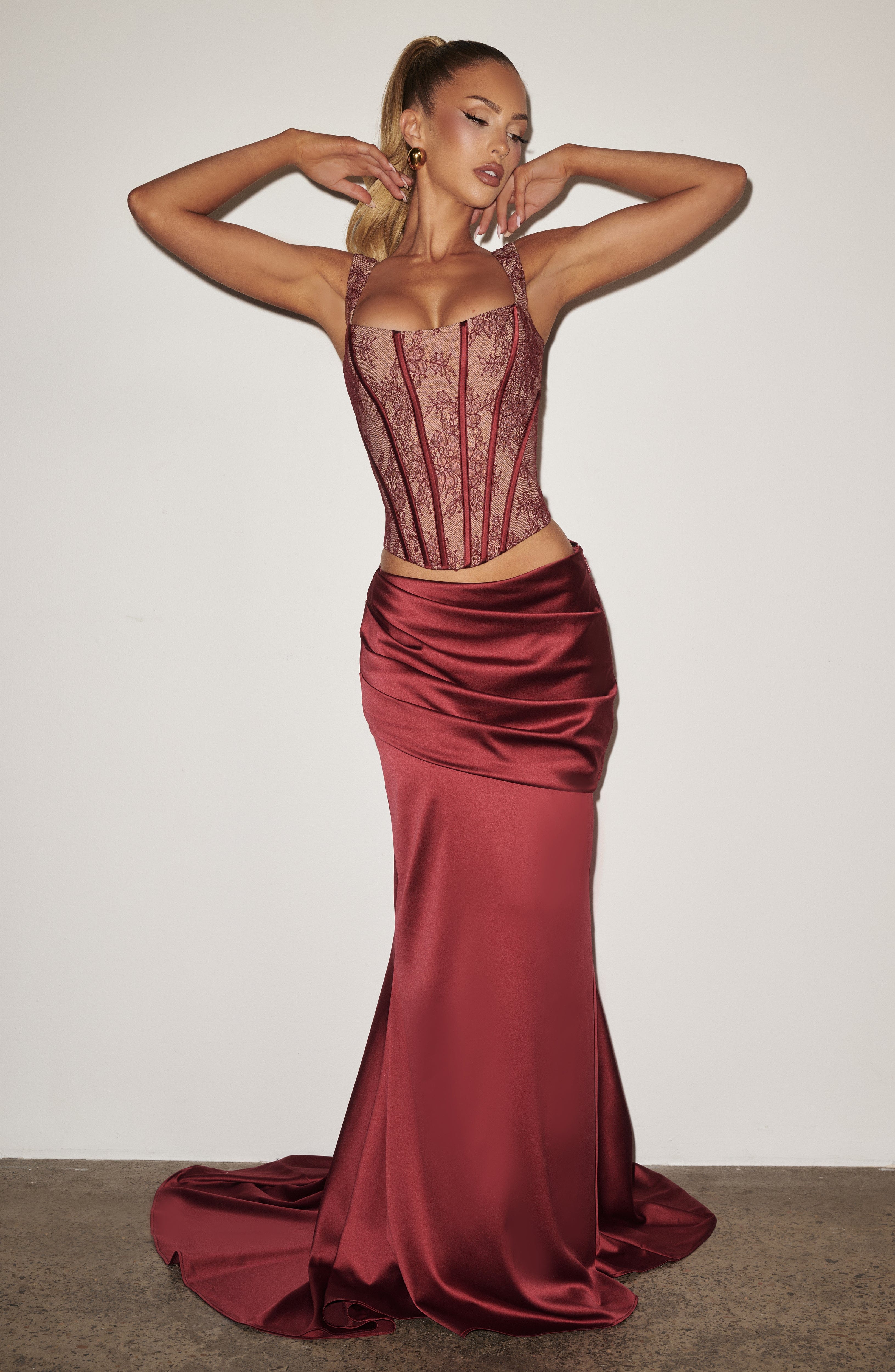 Claudette Maxi Skirt - Burgundy - Image 11