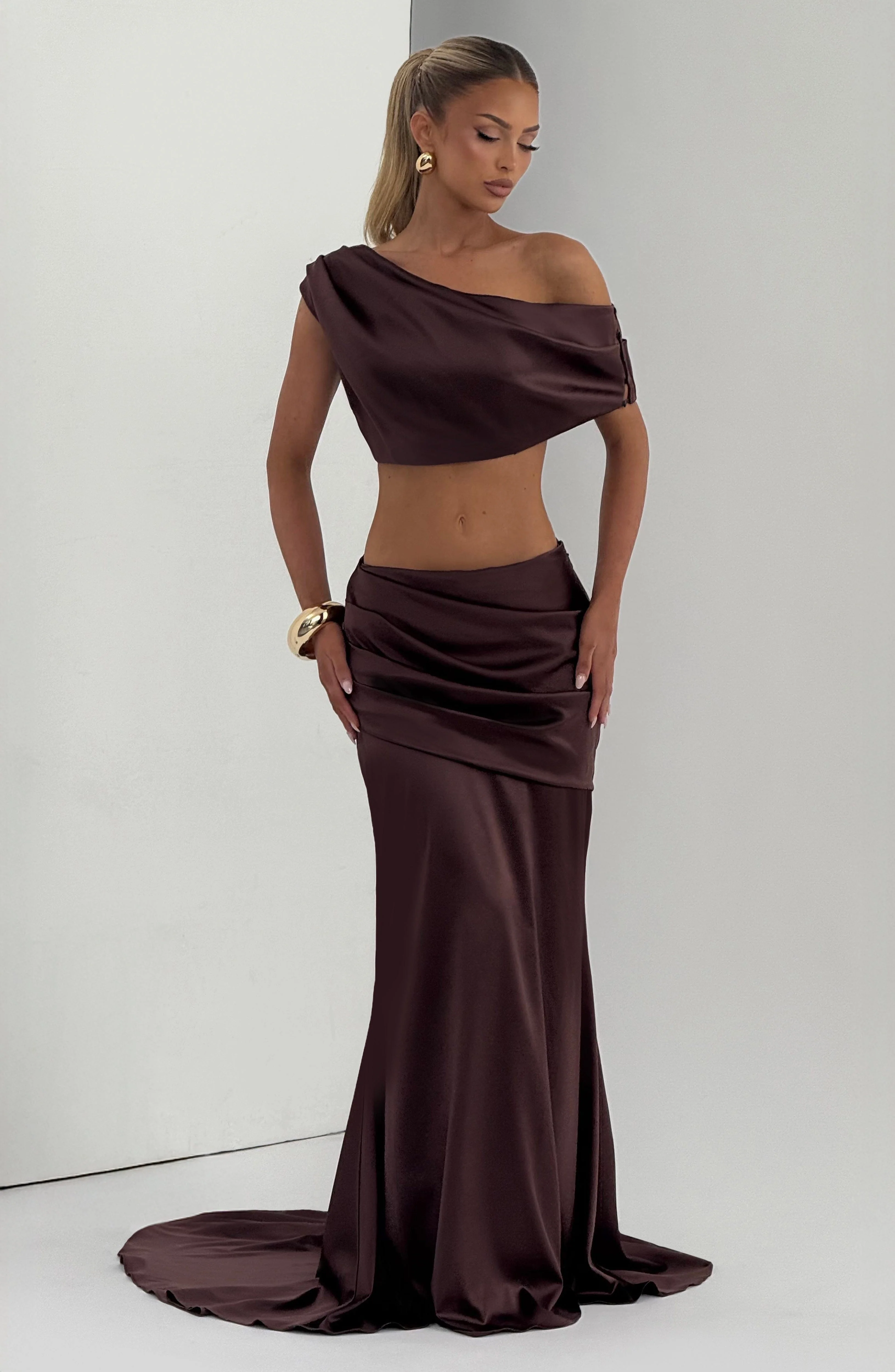 Claudette Maxi Skirt - Plum Brown - Image 9