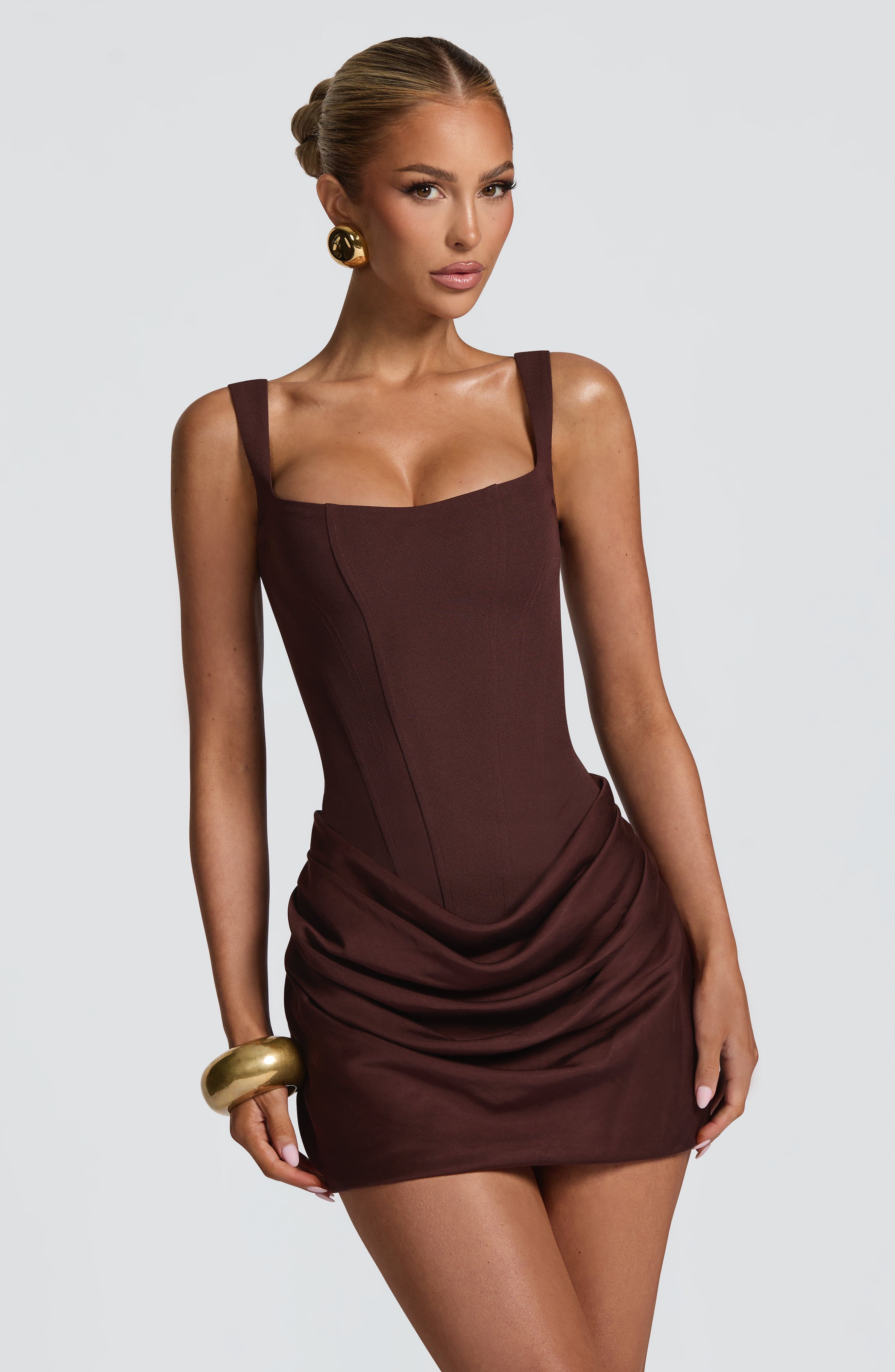 Cornelia Mini Dress - Plum Brown - Image 4