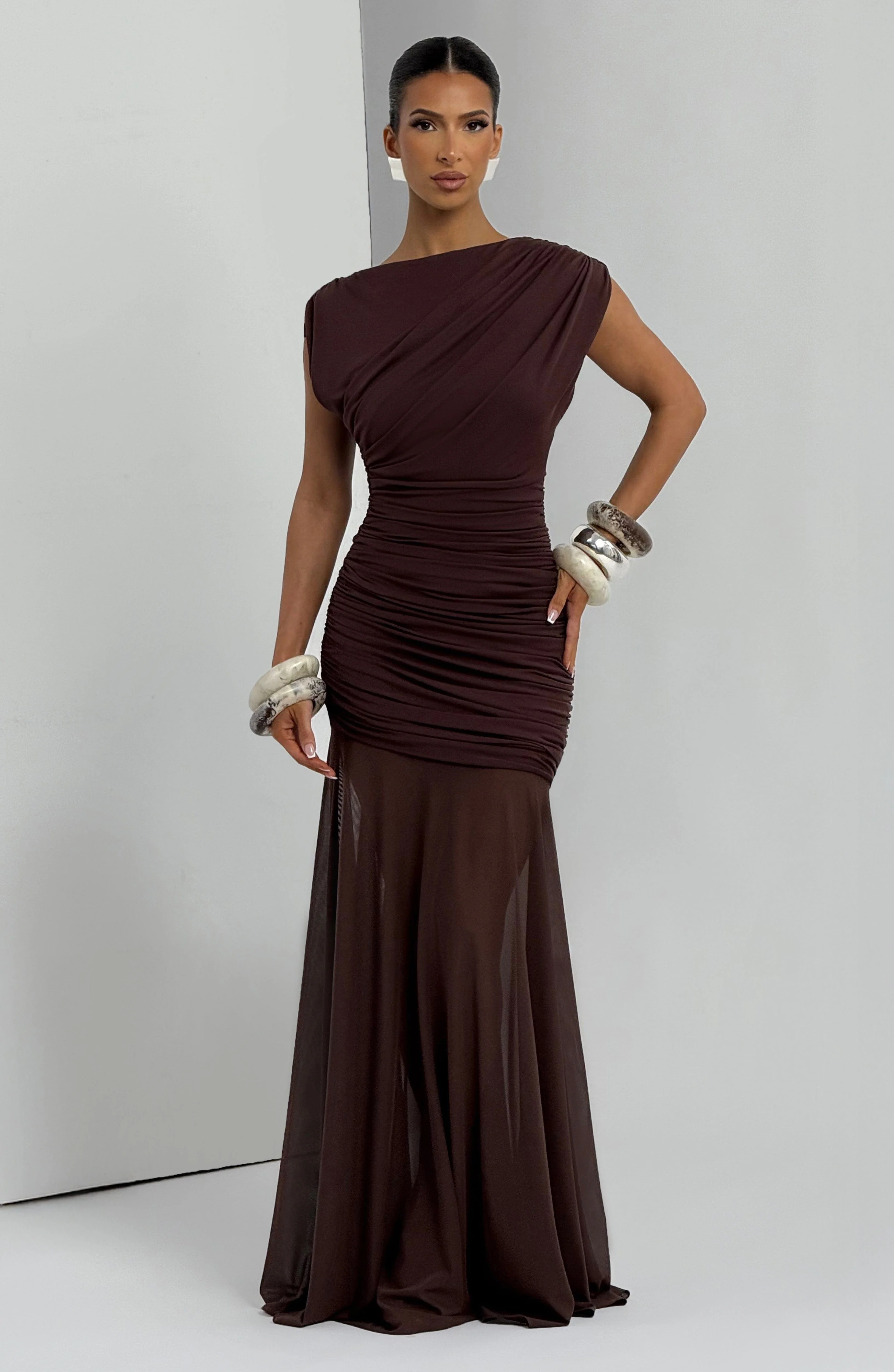 Demelza Maxi Dress - Plum Brown - Image 5