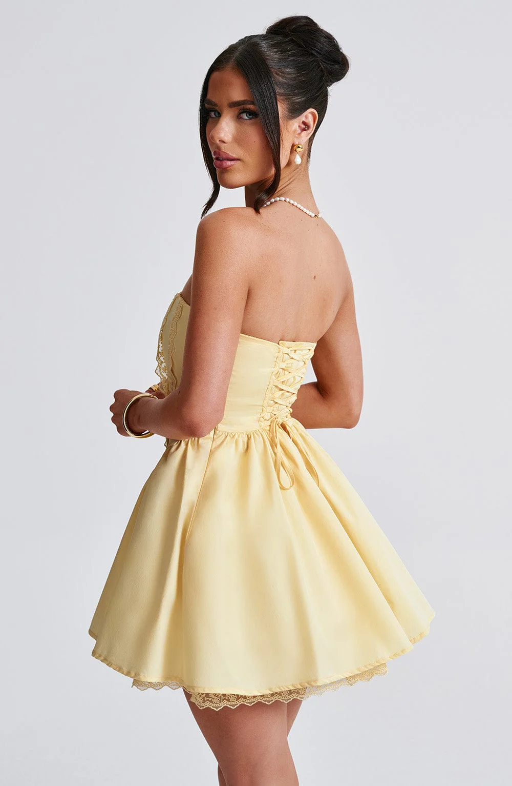 Evie Mini Dress - Lemon - Image 6