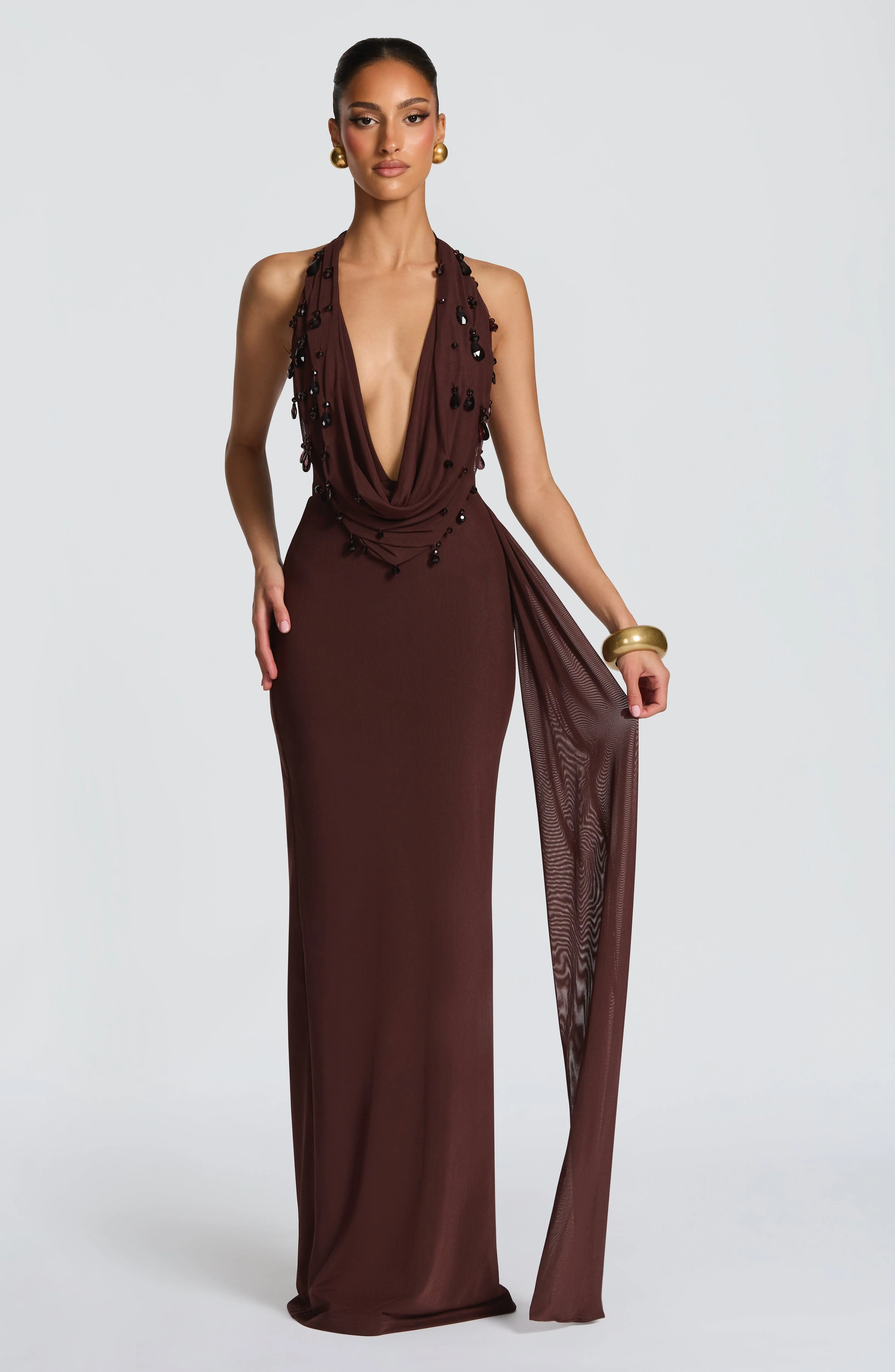 Fabia Maxi Dress - Plum Brown - Image 6