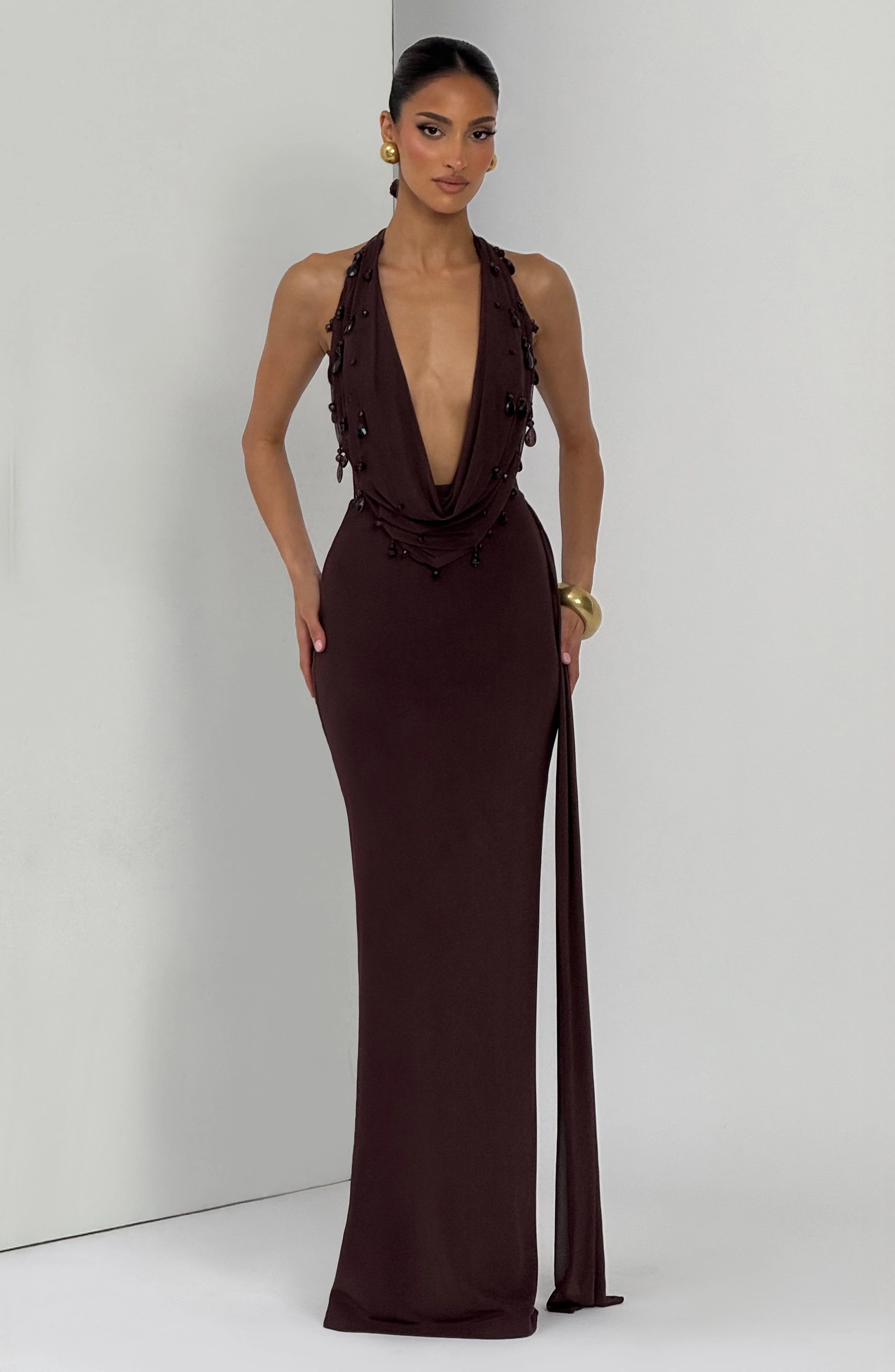 Fabia Maxi Dress - Plum Brown - Image 8