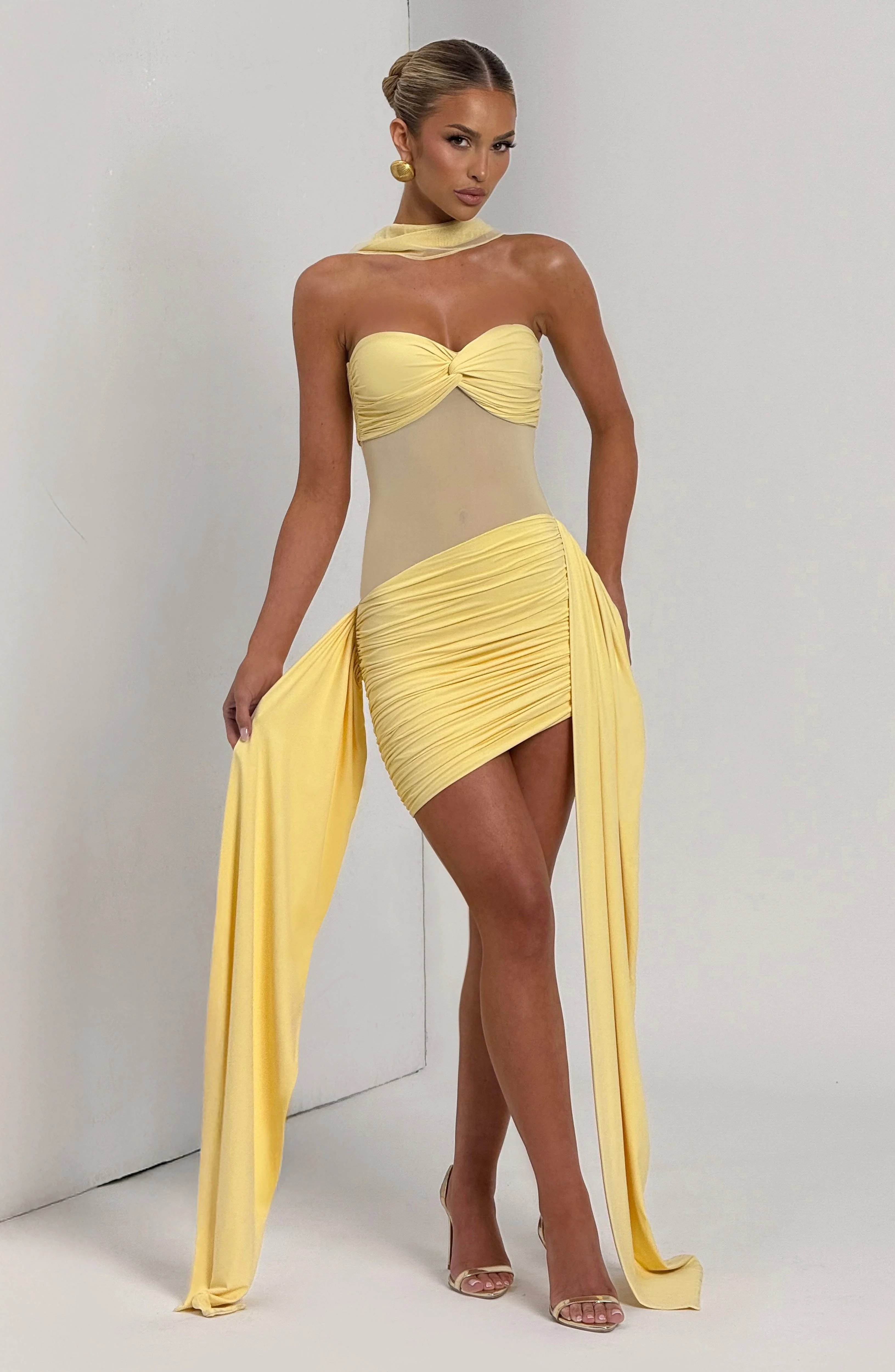 Fiorella Mini Dress - Lemon - Image 6