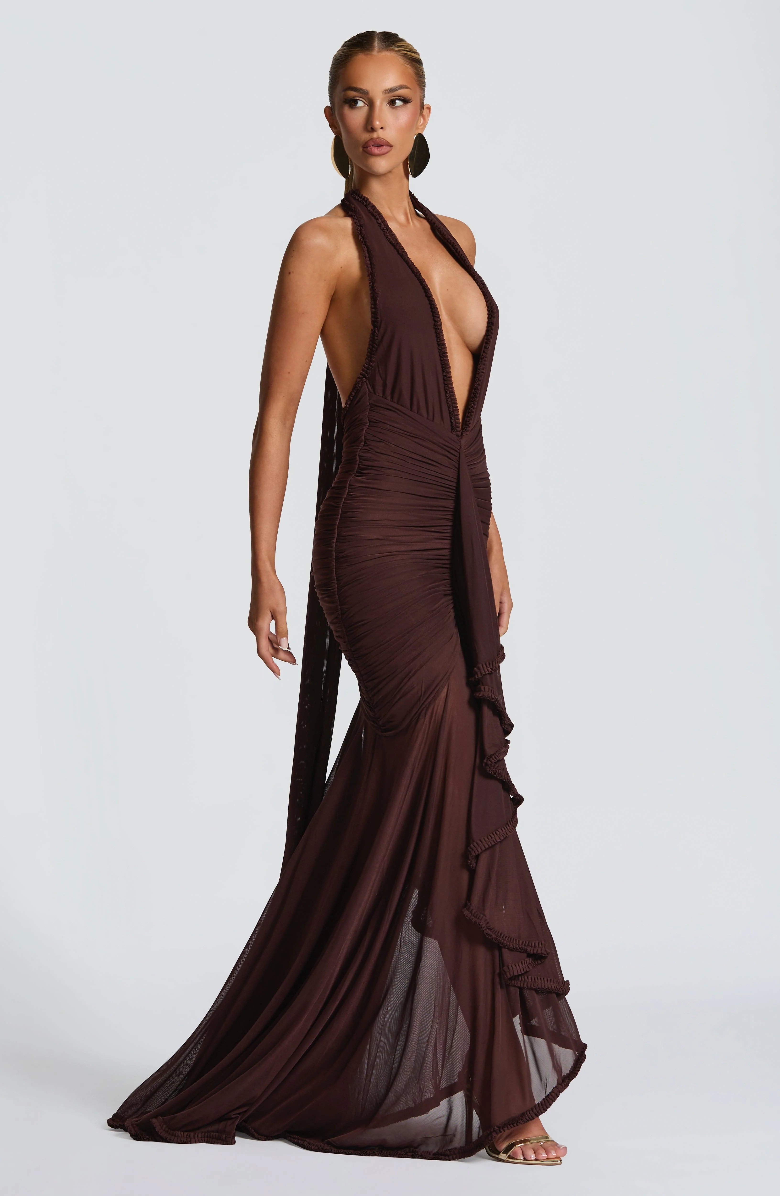 Janessa Maxi Dress - Plum Brown - Image 3