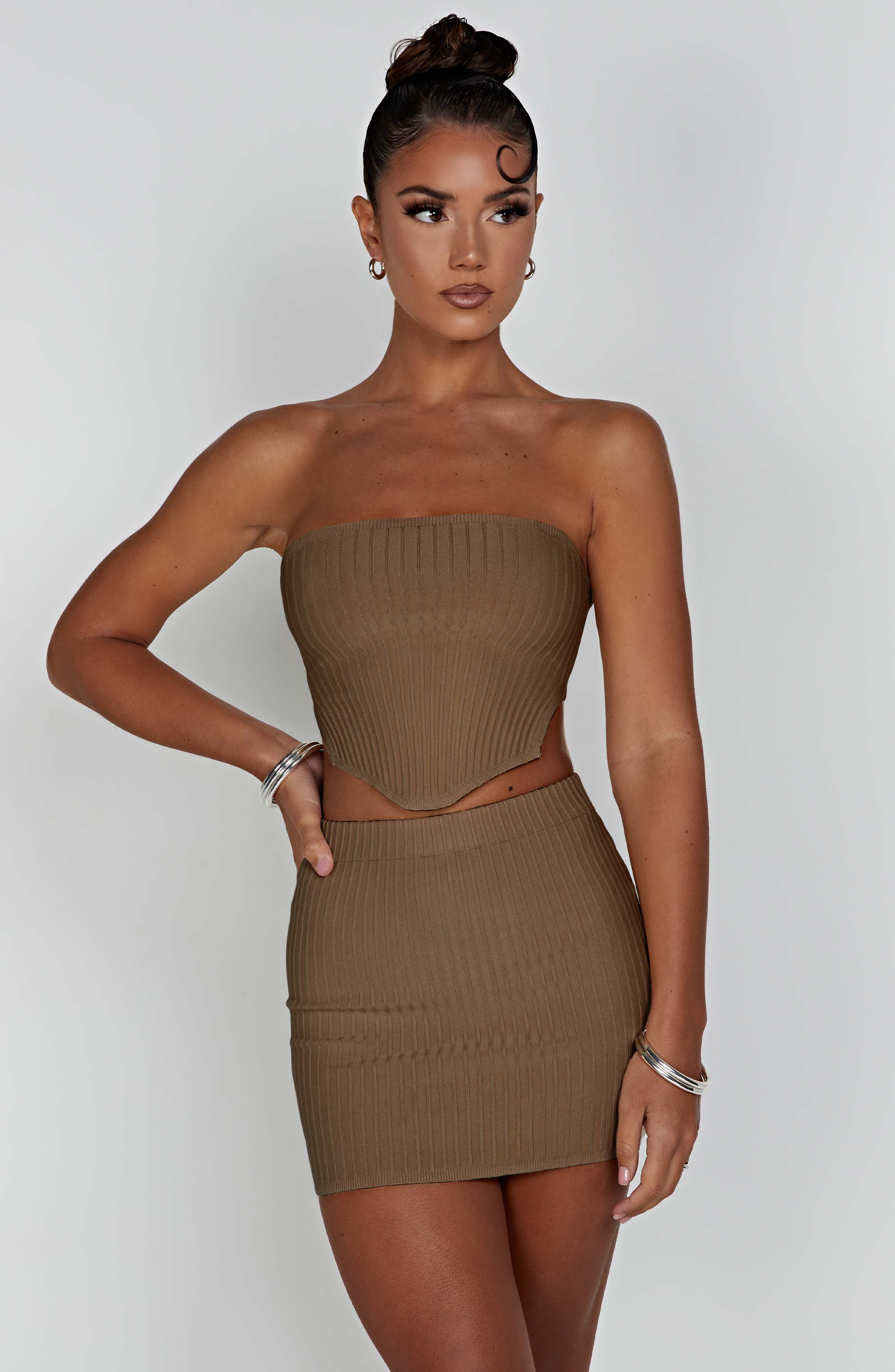 Jaz Mini Skirt - Mocha - Image 11