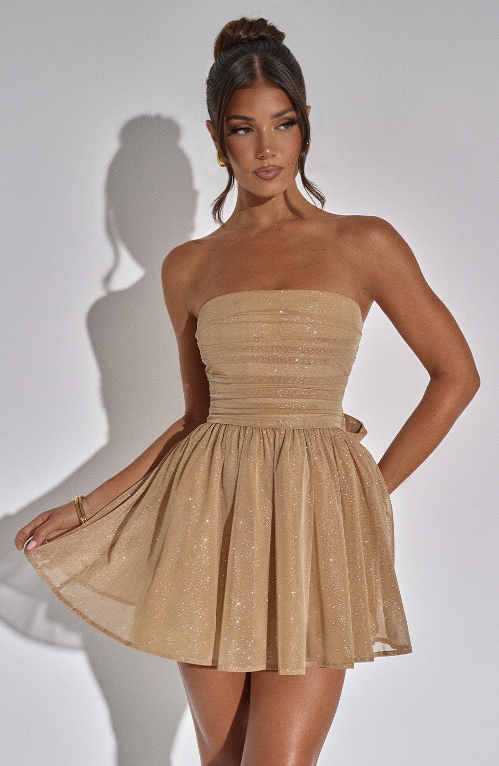 Katrina Mini Dress - Gold Sparkle - Image 4
