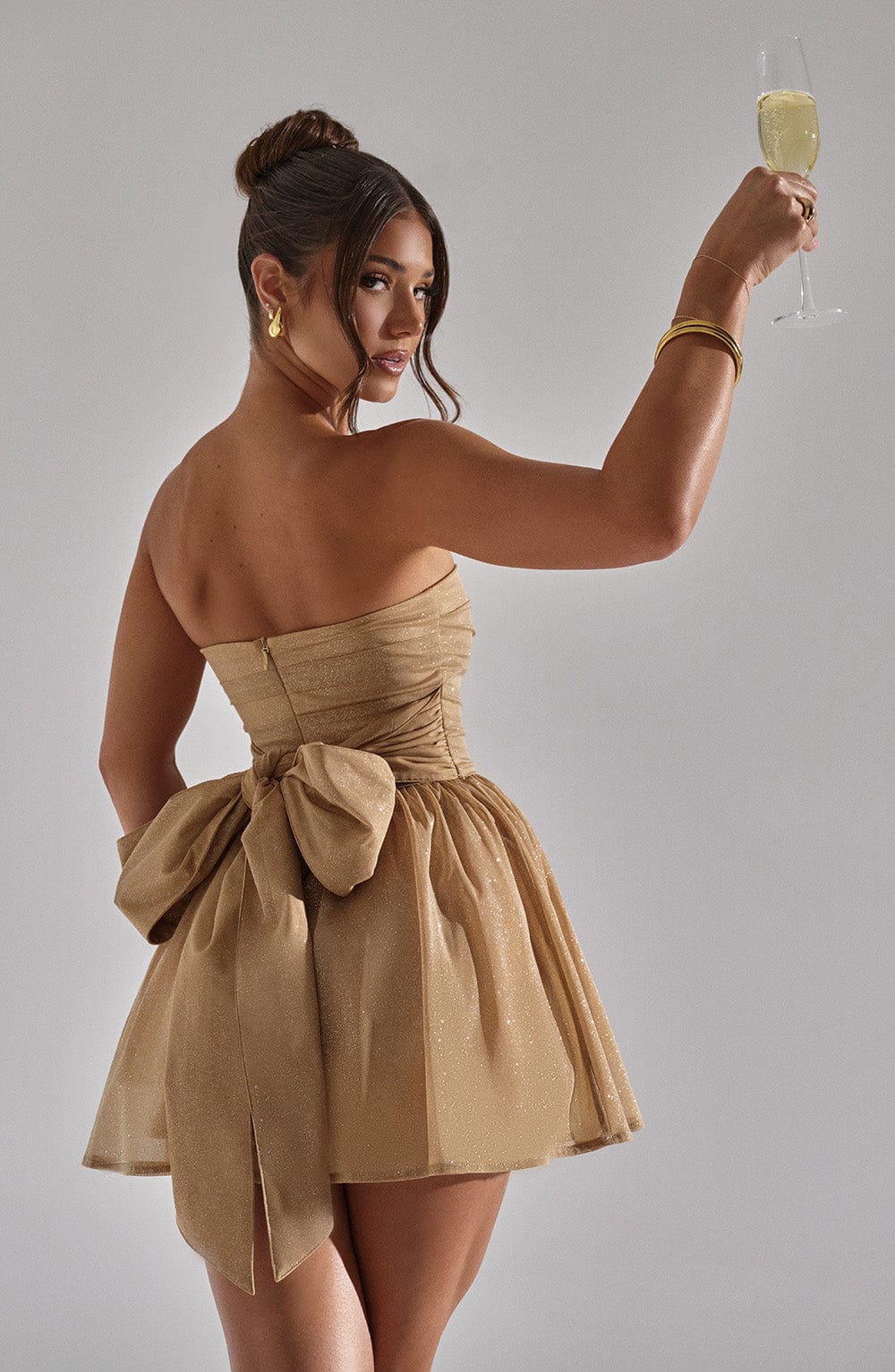 Katrina Mini Dress - Gold Sparkle - Image 6