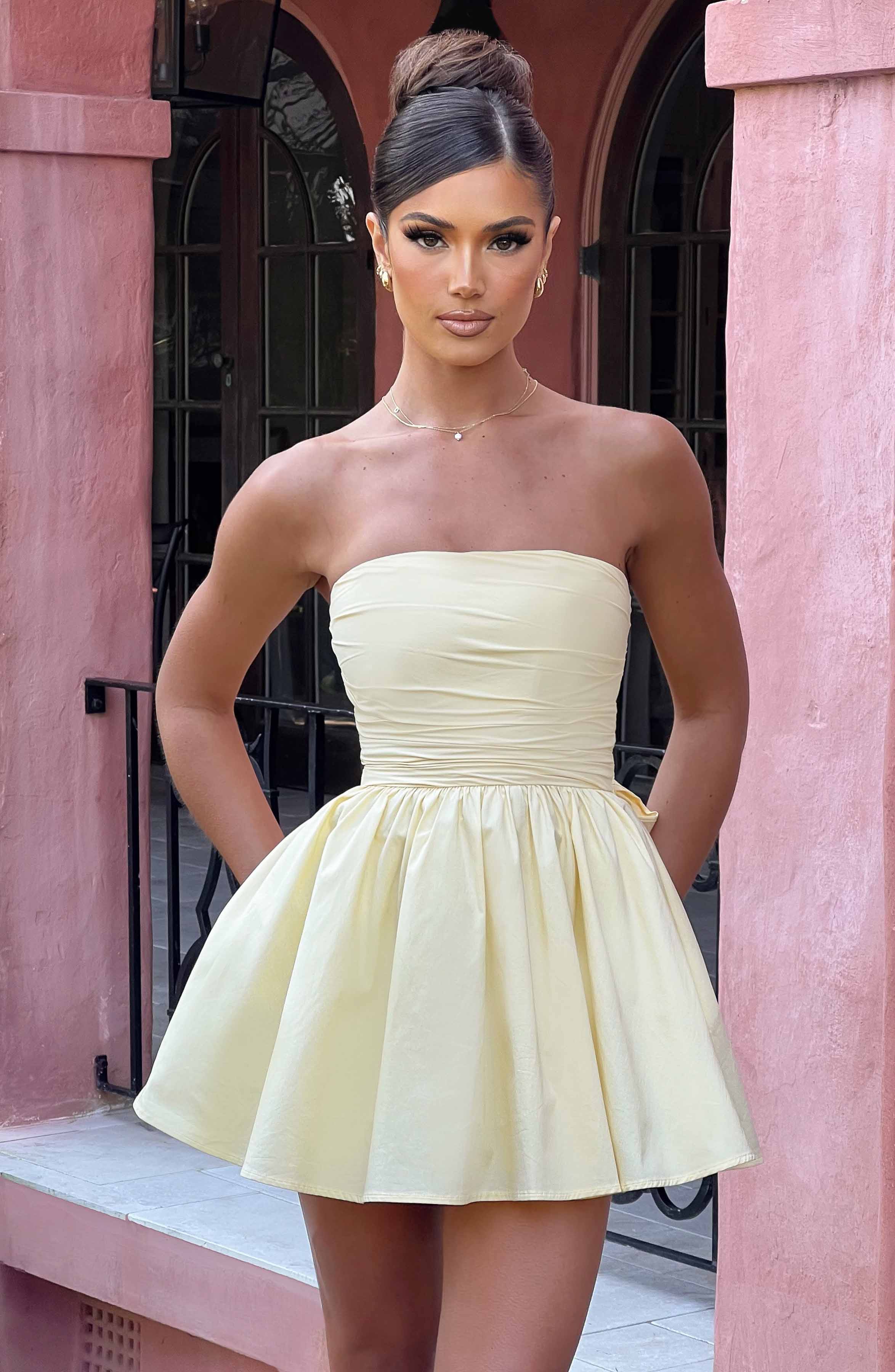Katrina Mini Dress - Lemon - Image 3
