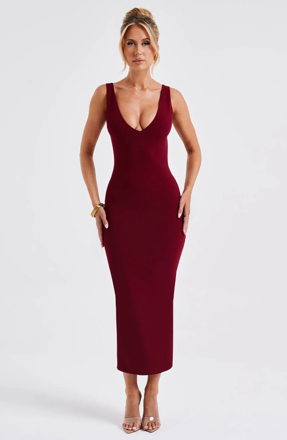 Lucinda Midi Dress - Burgundy - Image 11