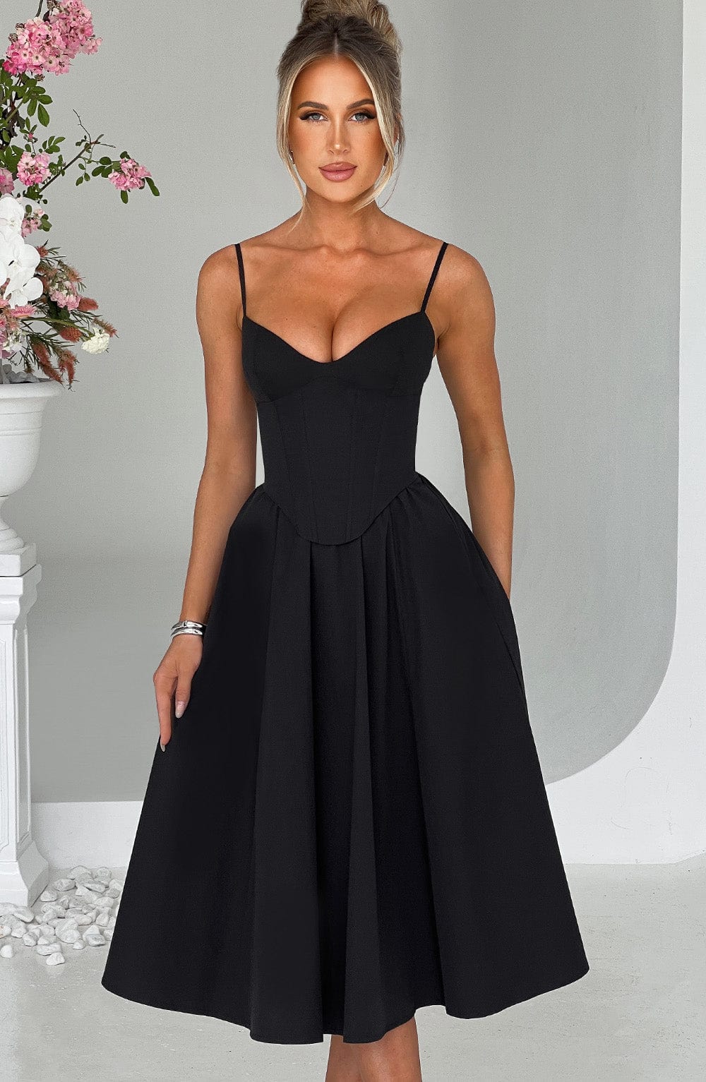 Mariella Midi Dress - Black - Image 3