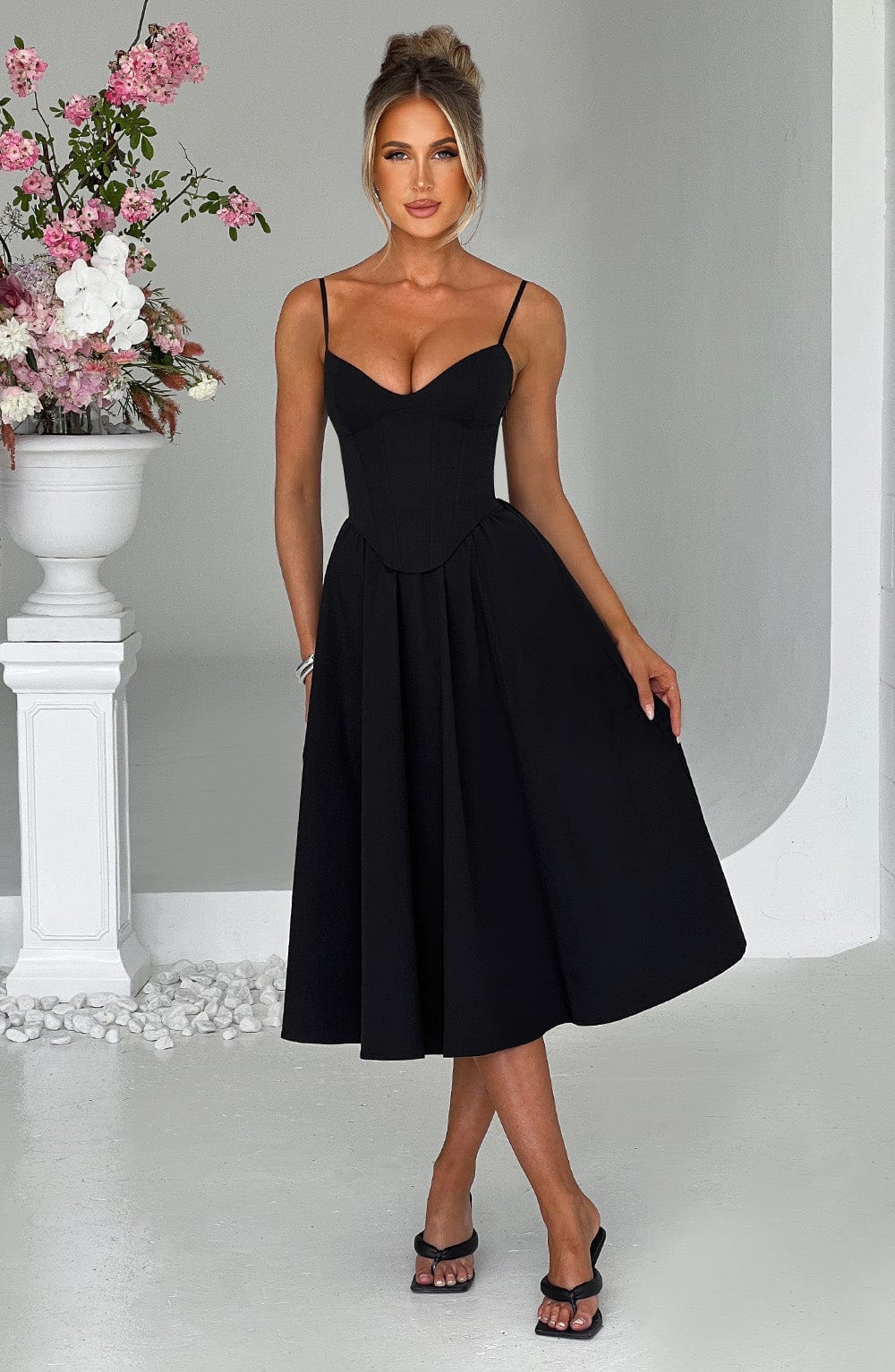 Mariella Midi Dress - Black - Image 4