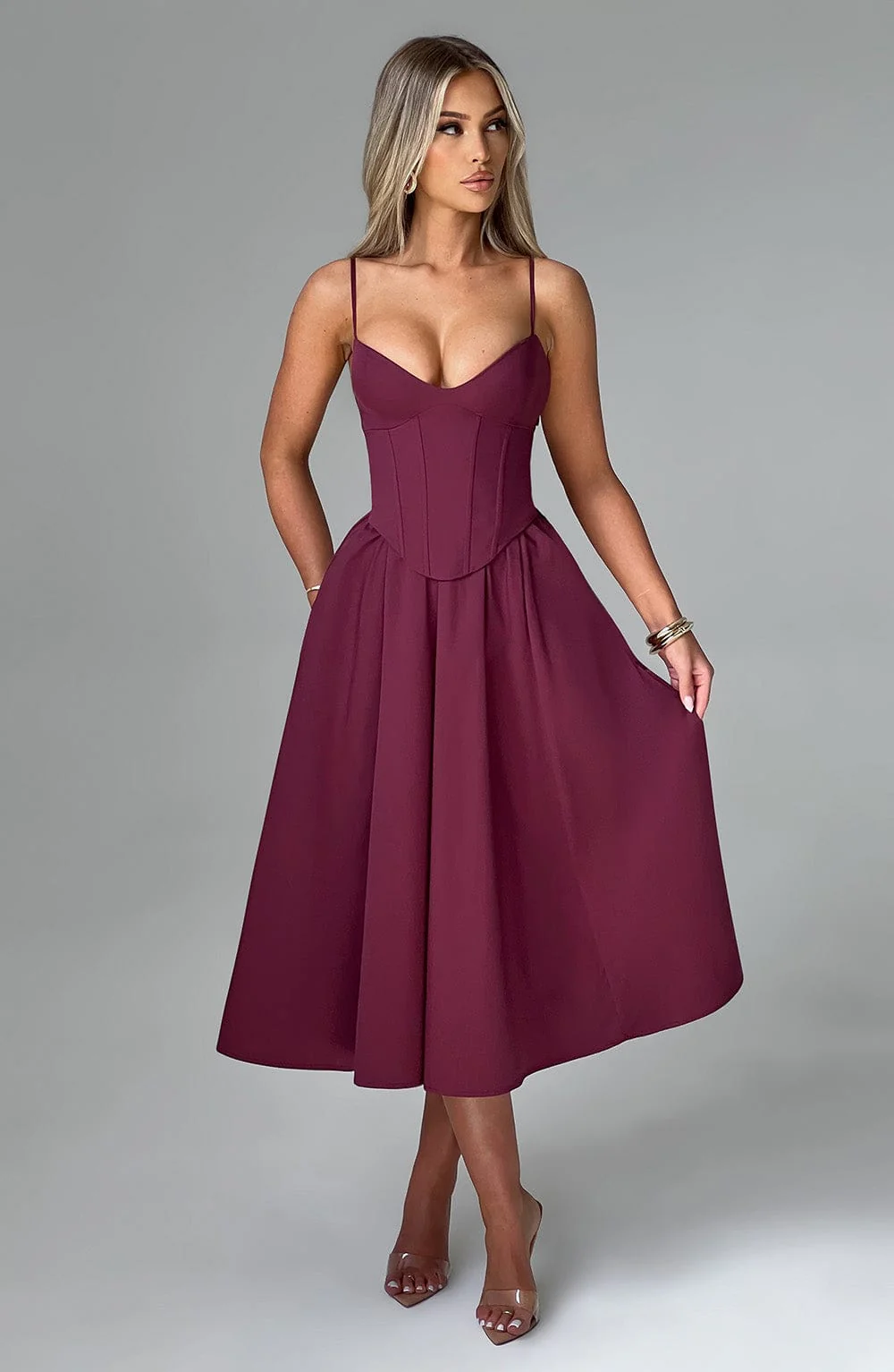 Mariella Midi Dress - Cherry Lacquer - Image 8