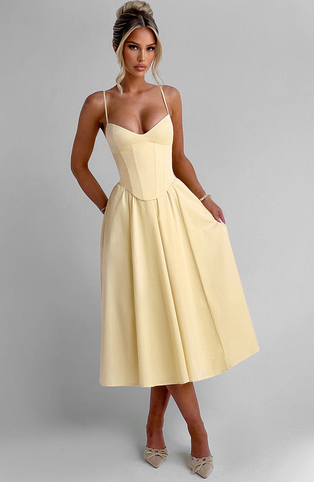 Mariella Midi Dress - Lemon - Image 3
