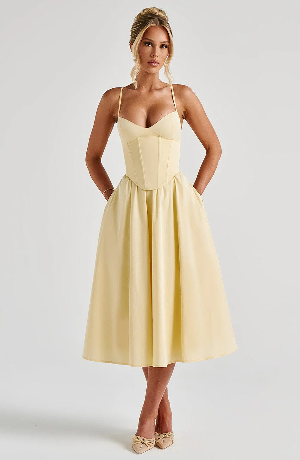 Mariella Midi Dress - Lemon - Image 5