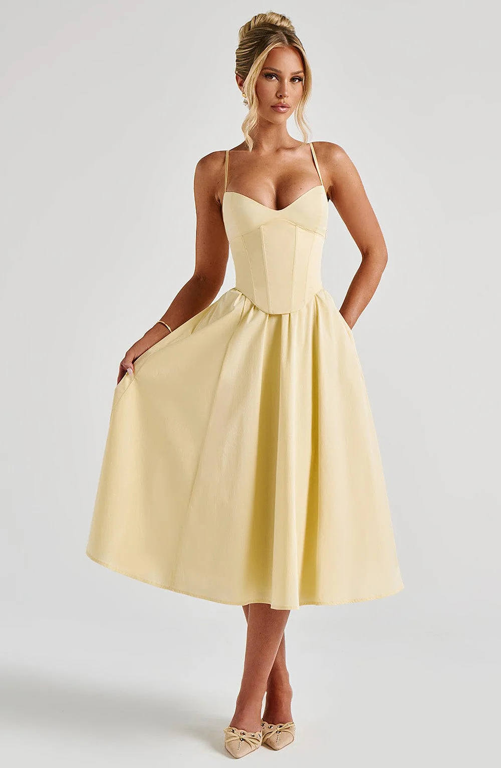 Mariella Midi Dress - Lemon - Image 6
