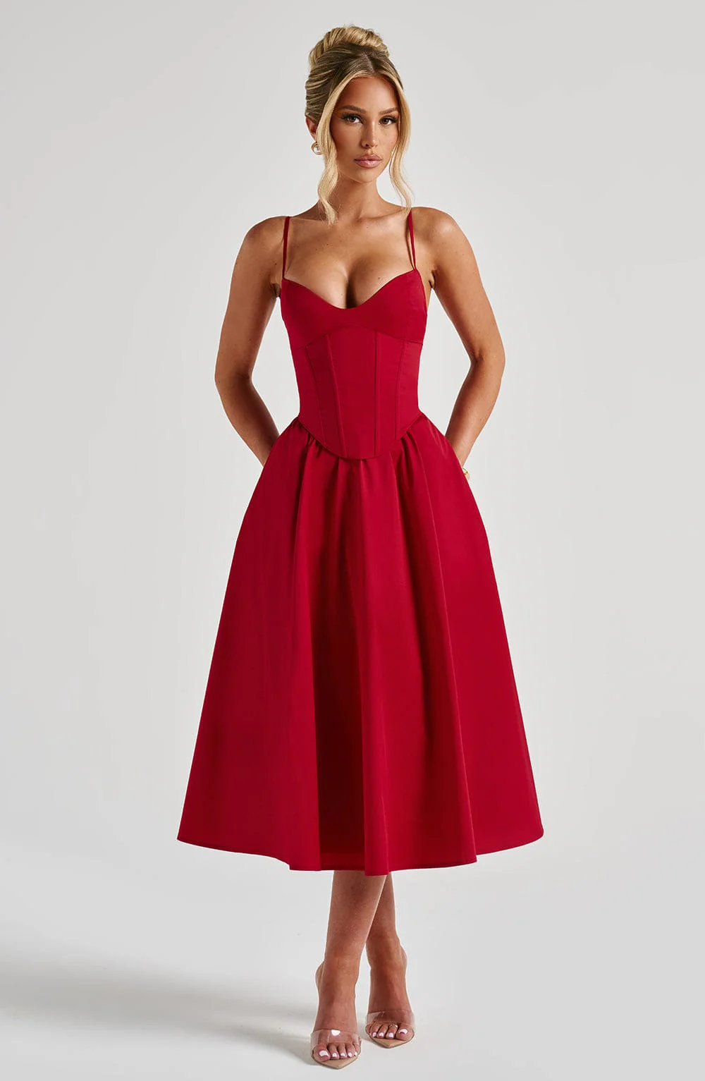 Mariella Midi Dress - Red - Image 4