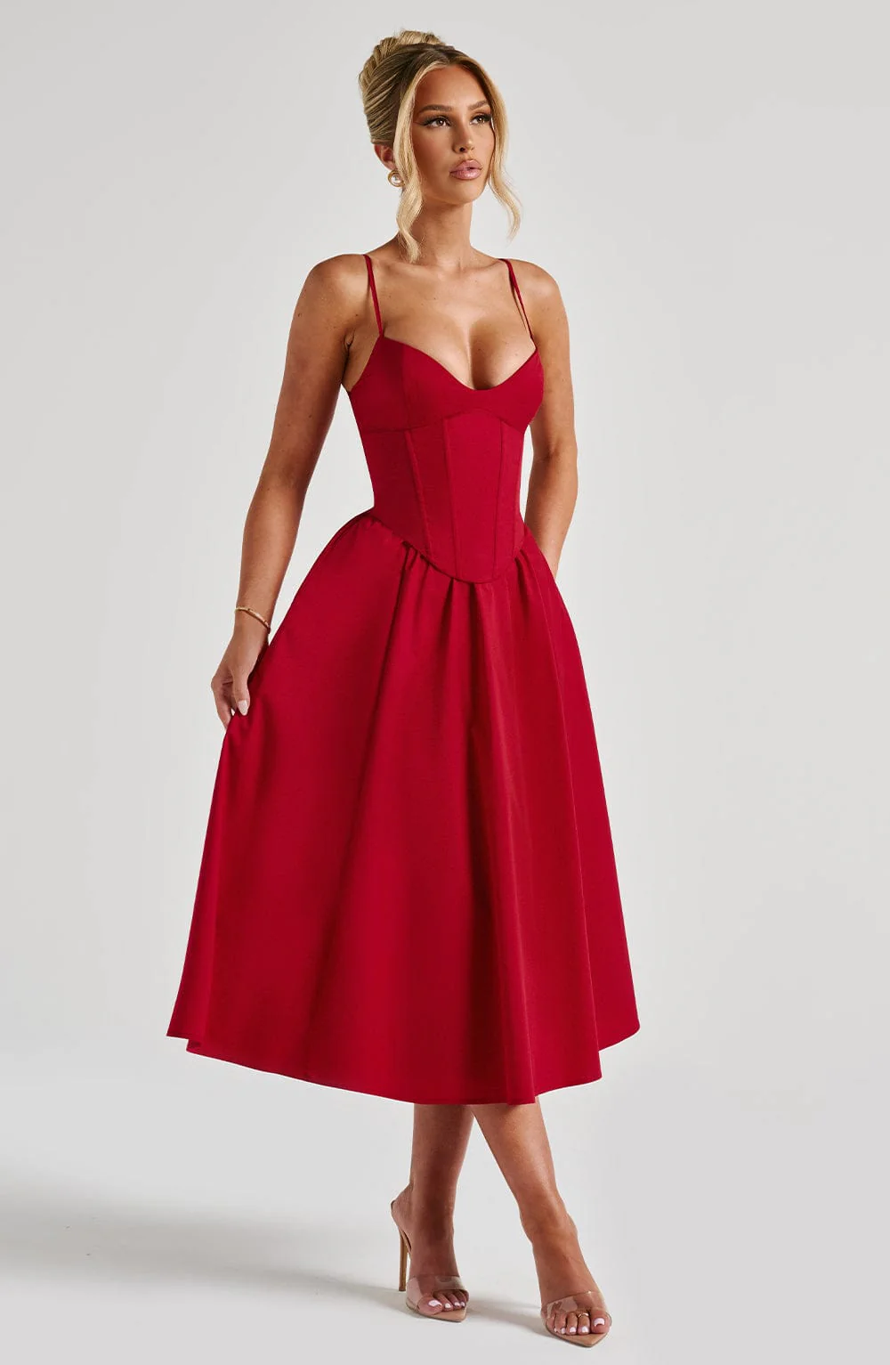 Mariella Midi Dress - Red - Image 5
