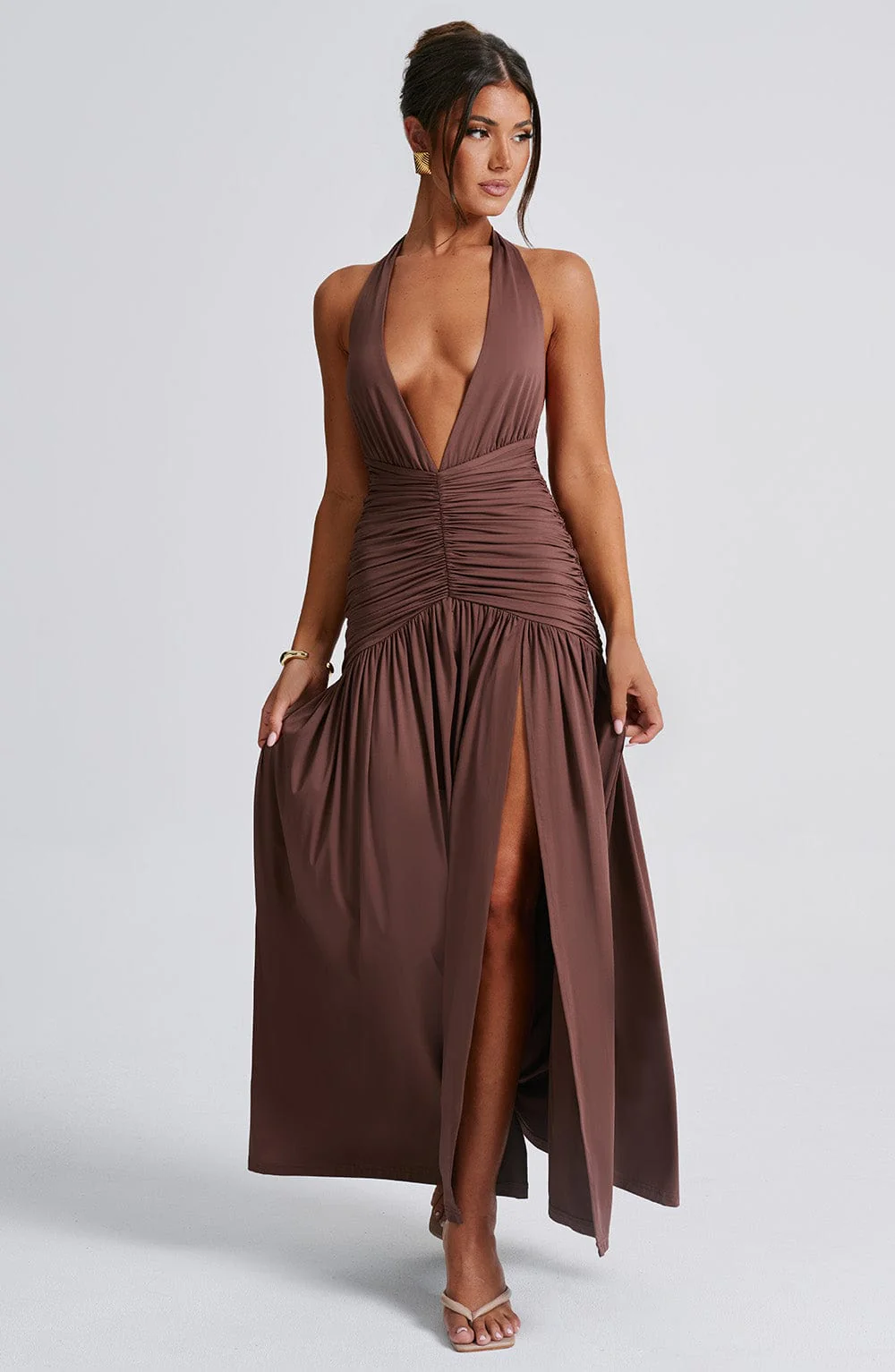 Melania Maxi Dress - Chocolate - Image 2