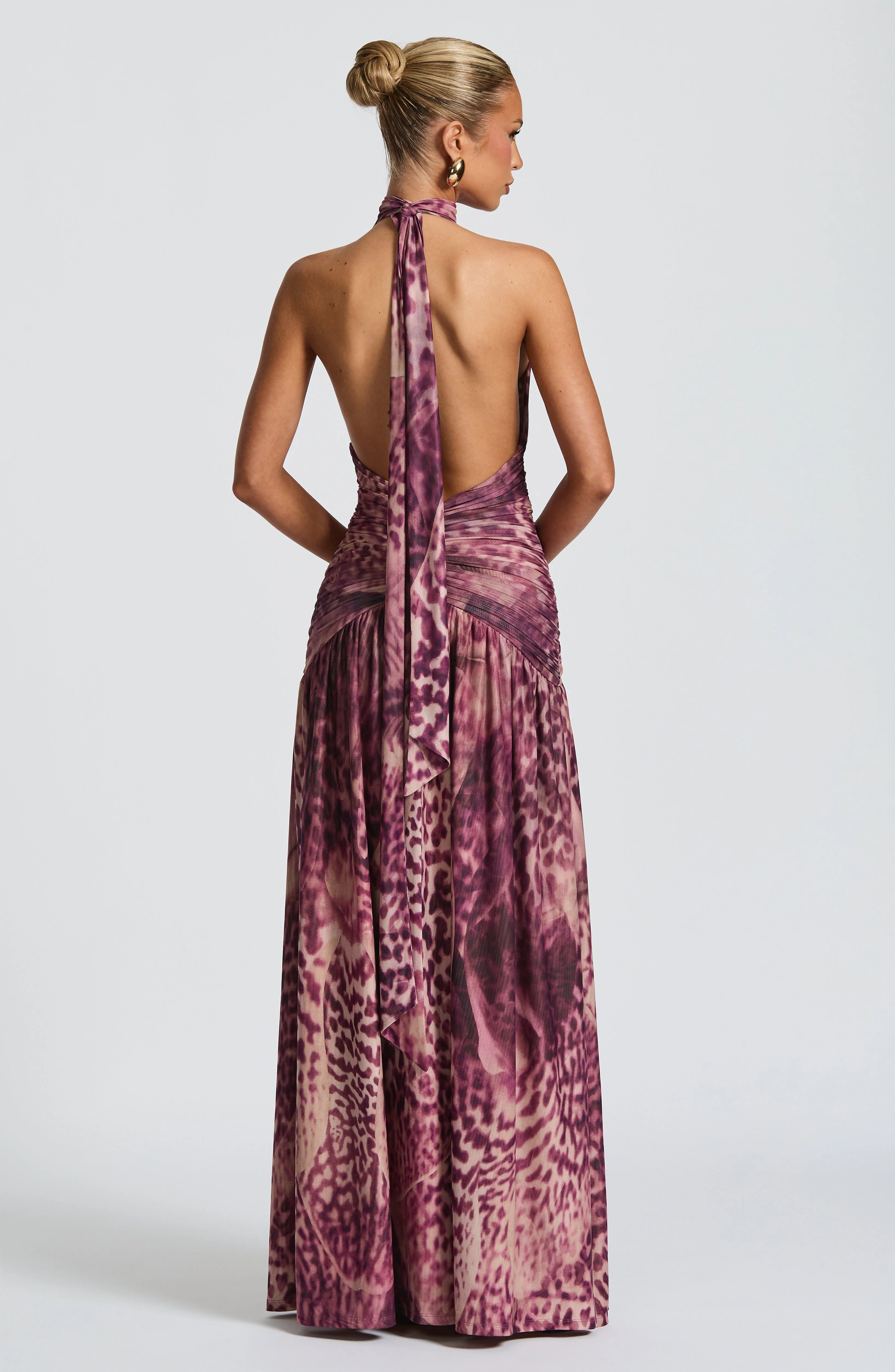 Melania Maxi Dress - Magenta Orchid Print - Image 3