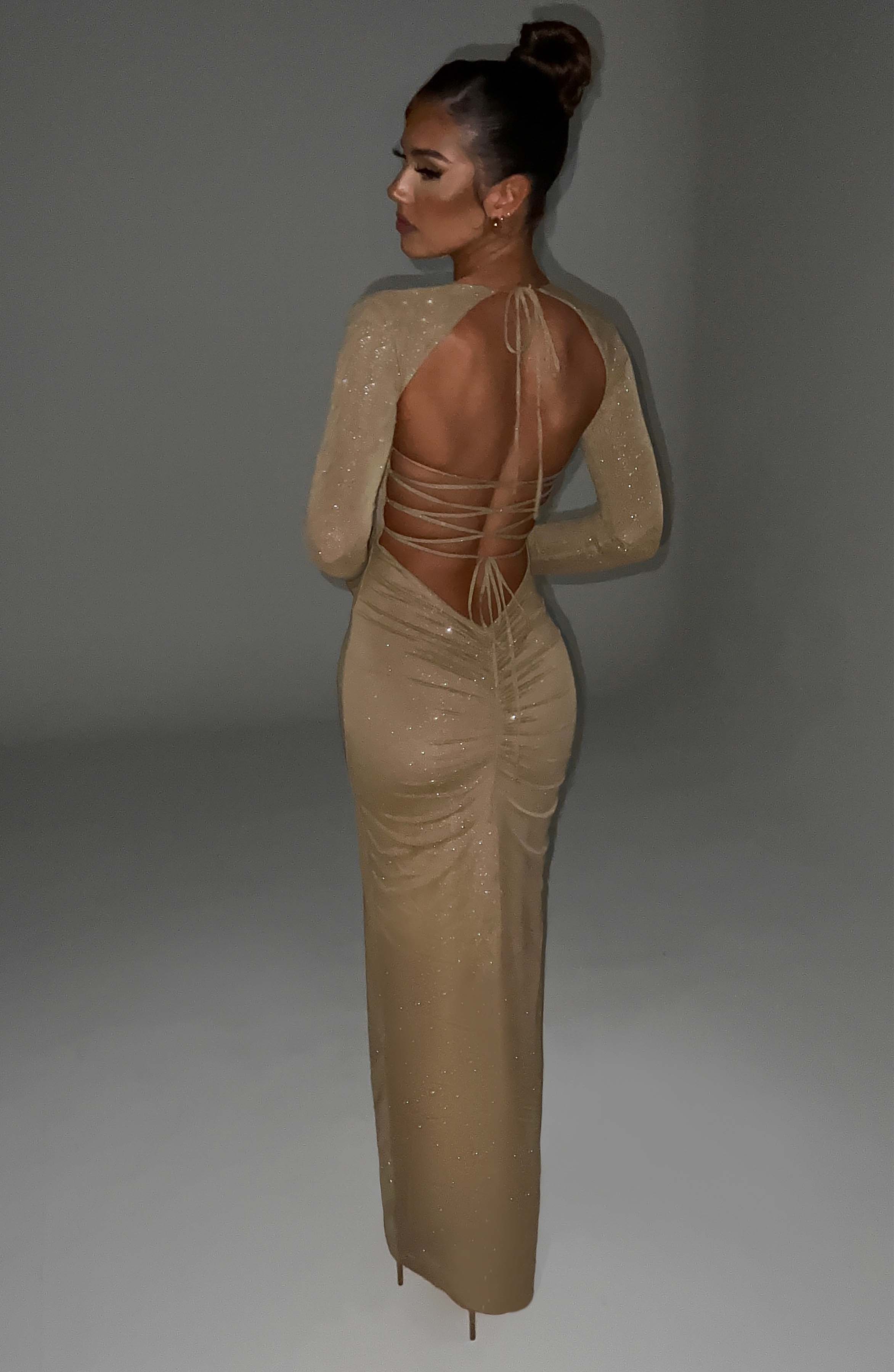 Nadia Maxi Dress - Gold Sparkle - Image 4
