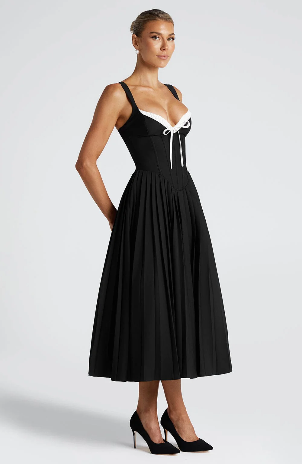 Natassia Midi Dress - Black/White - Image 5