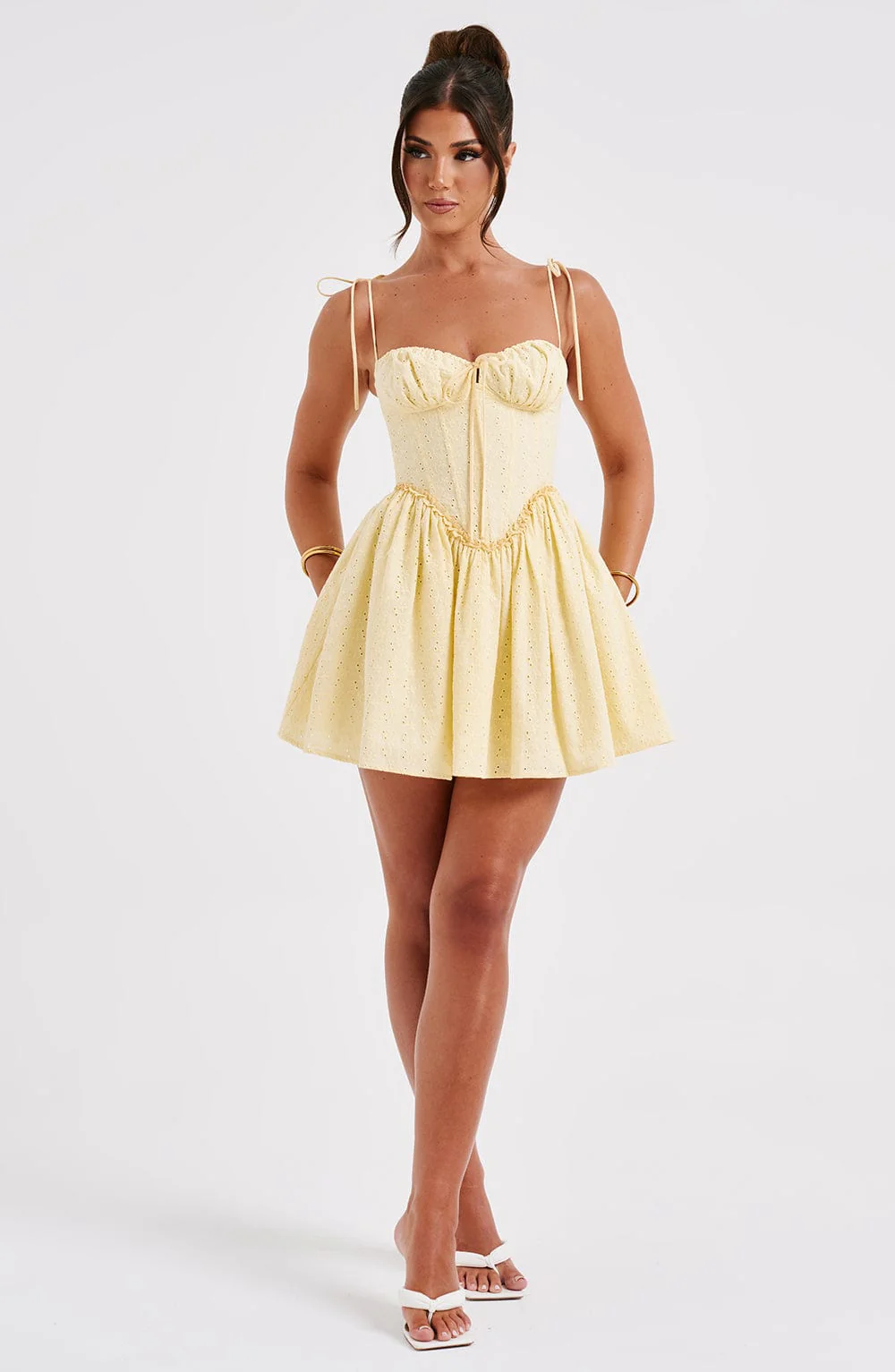 Phoebe Mini Dress - Lemon - Image 8