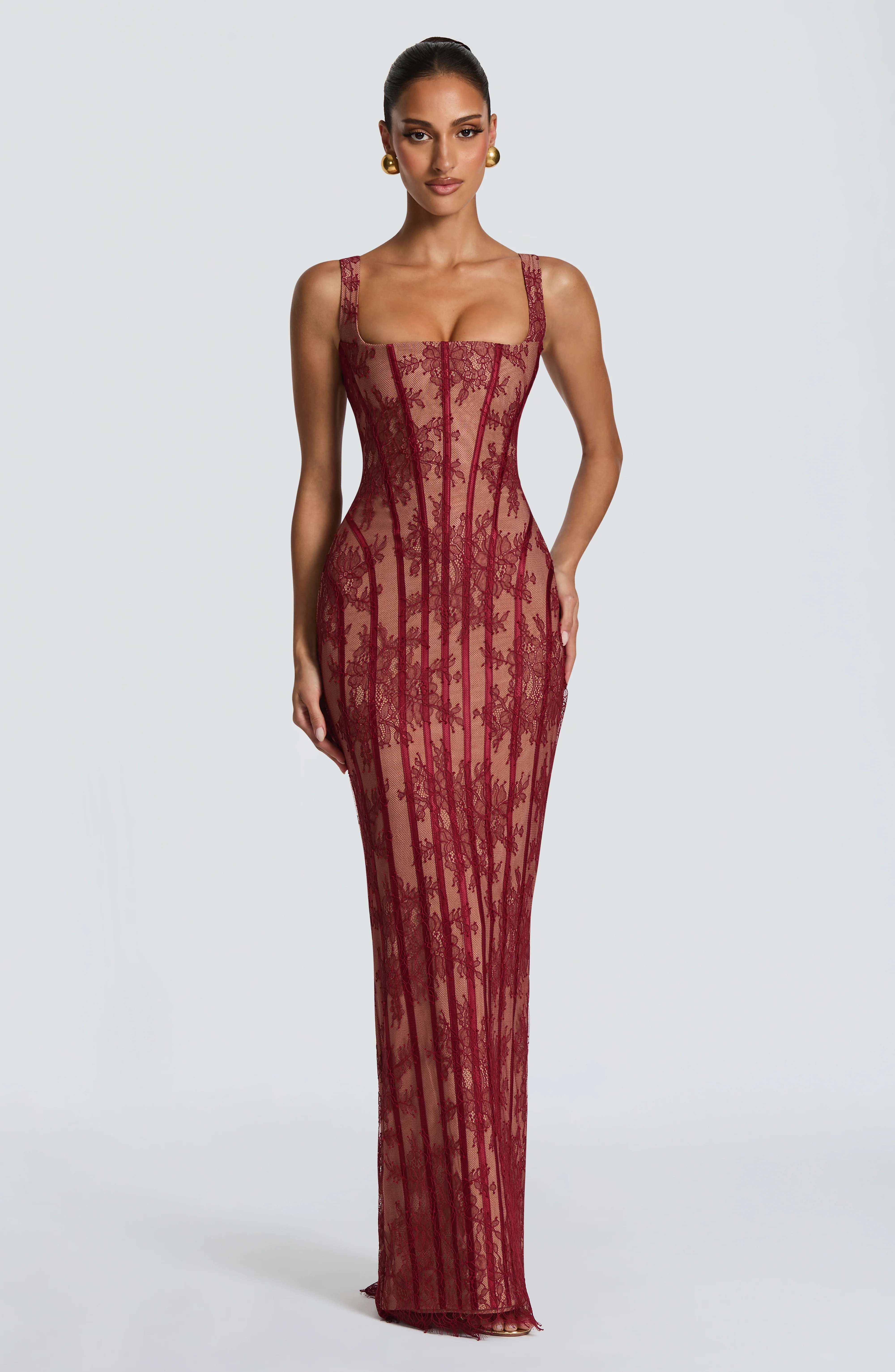 Polina Maxi Dress - Burgundy - Image 6