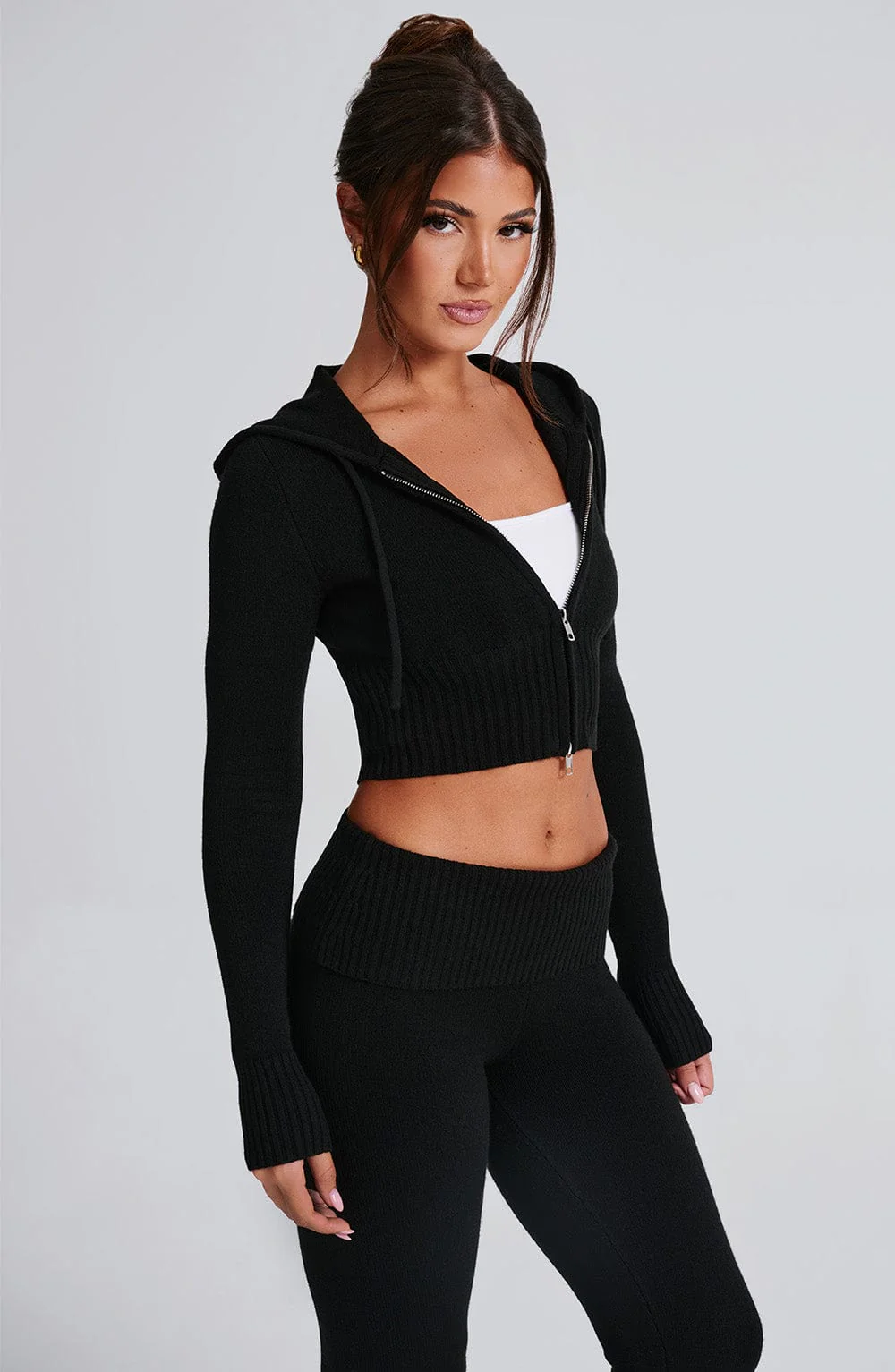 Portia Knit Hoodie - Black - Image 12