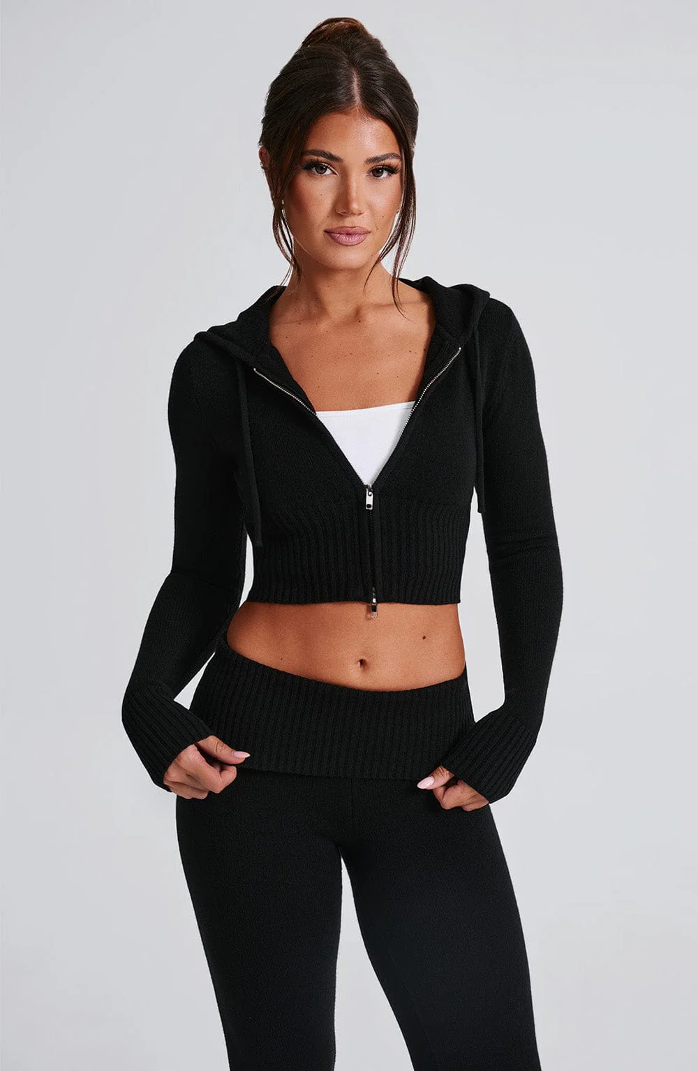 Portia Knit Hoodie - Black - Image 15
