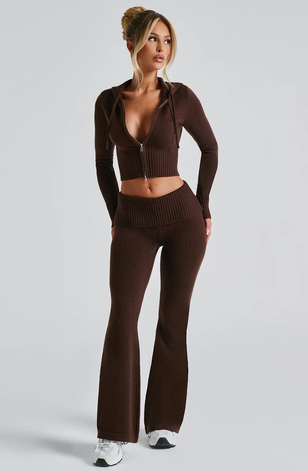Portia Knit Hoodie - Chocolate - Image 3