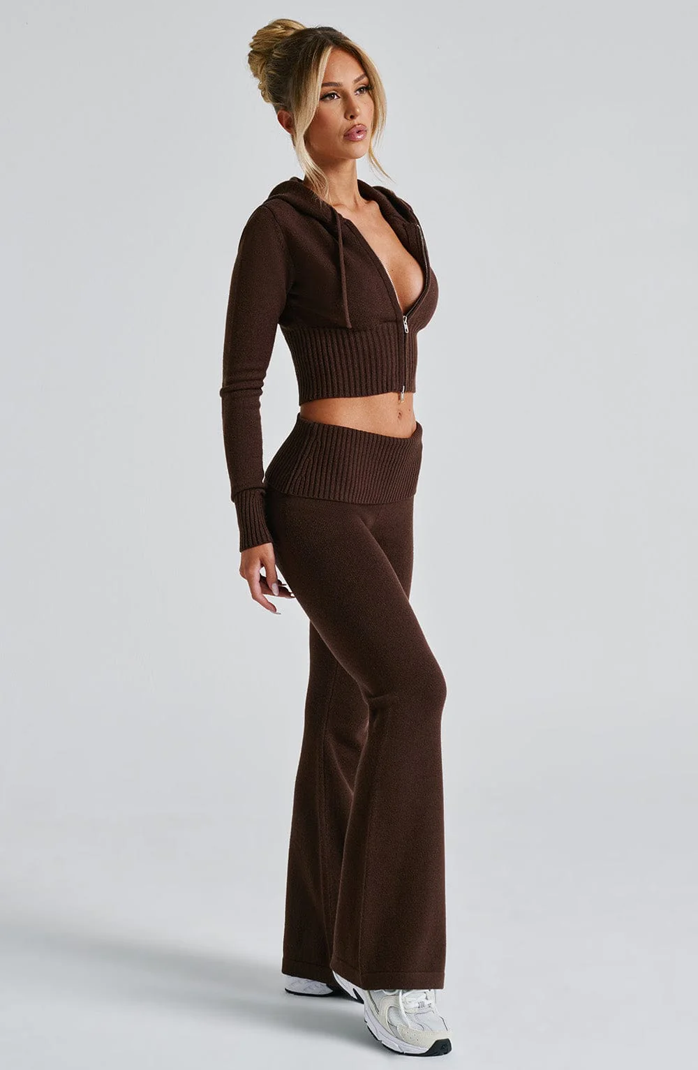 Portia Knit Hoodie - Chocolate - Image 4