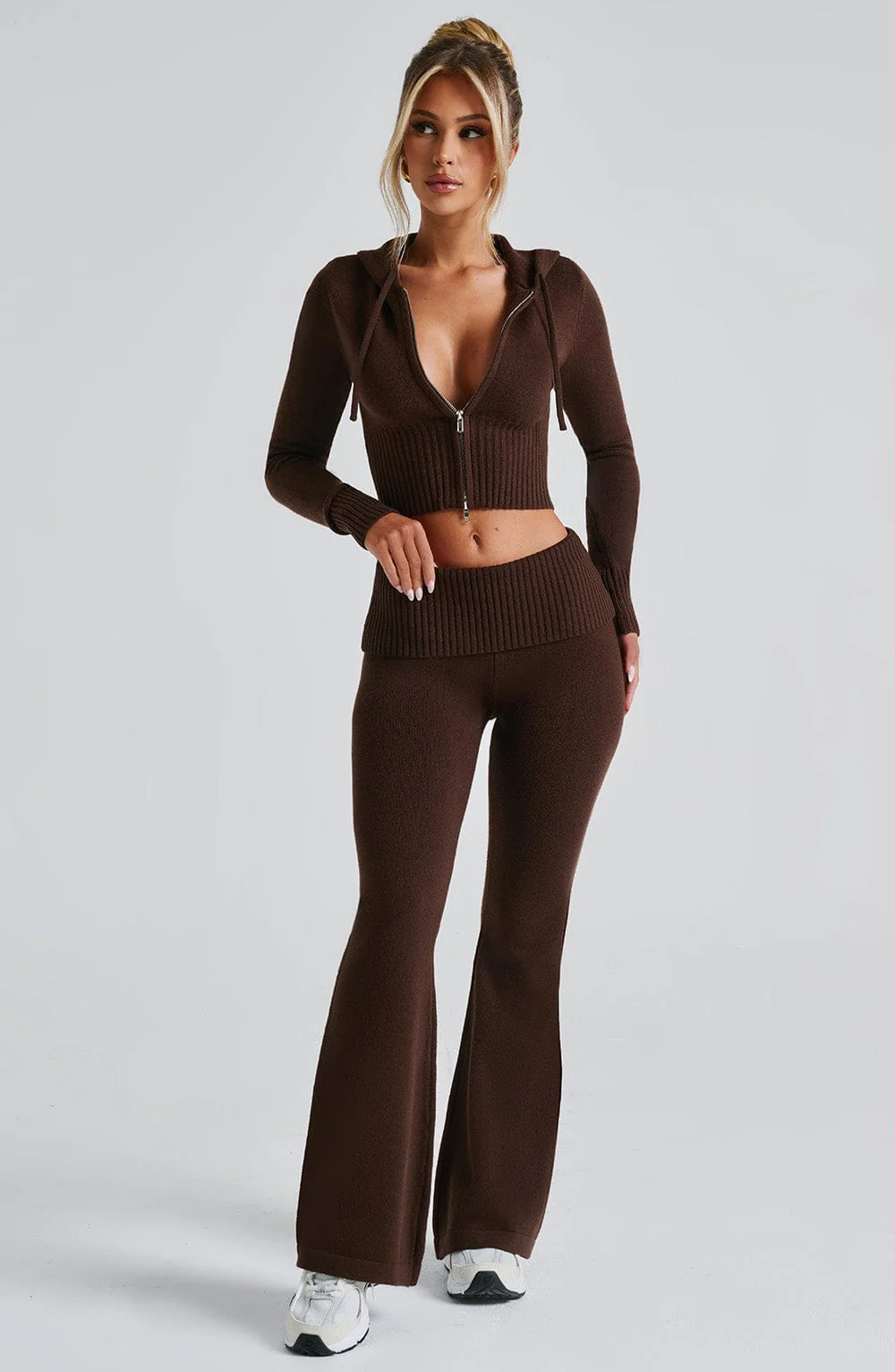 Portia Knit Hoodie - Chocolate - Image 8