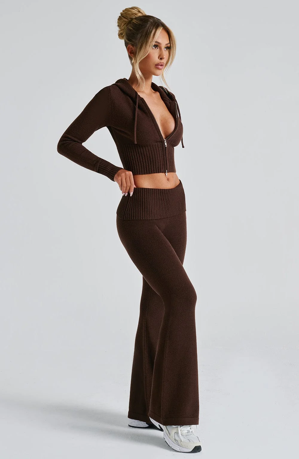 Portia Knit Hoodie - Chocolate - Image 9