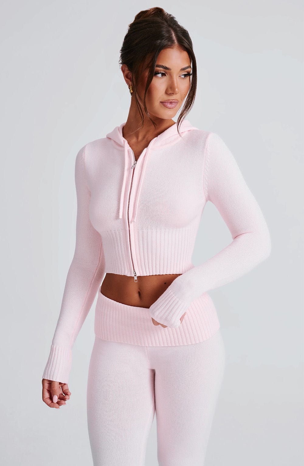 Portia Knit Hoodie - Pink - Image 15
